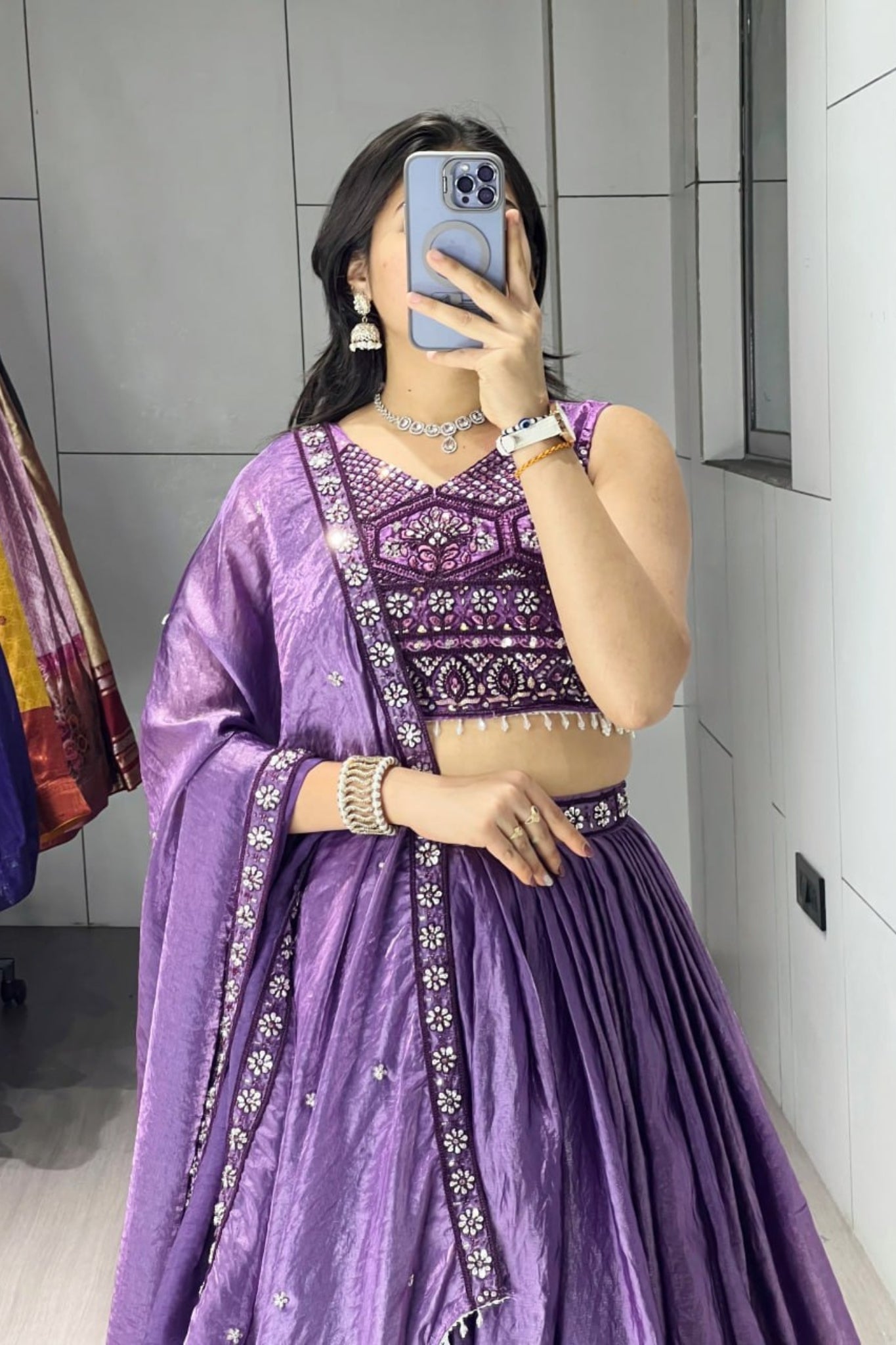 Luxury Antique Beads Work Lehenga Choli With Designer Scallop Blouse And Elegant Dupatta