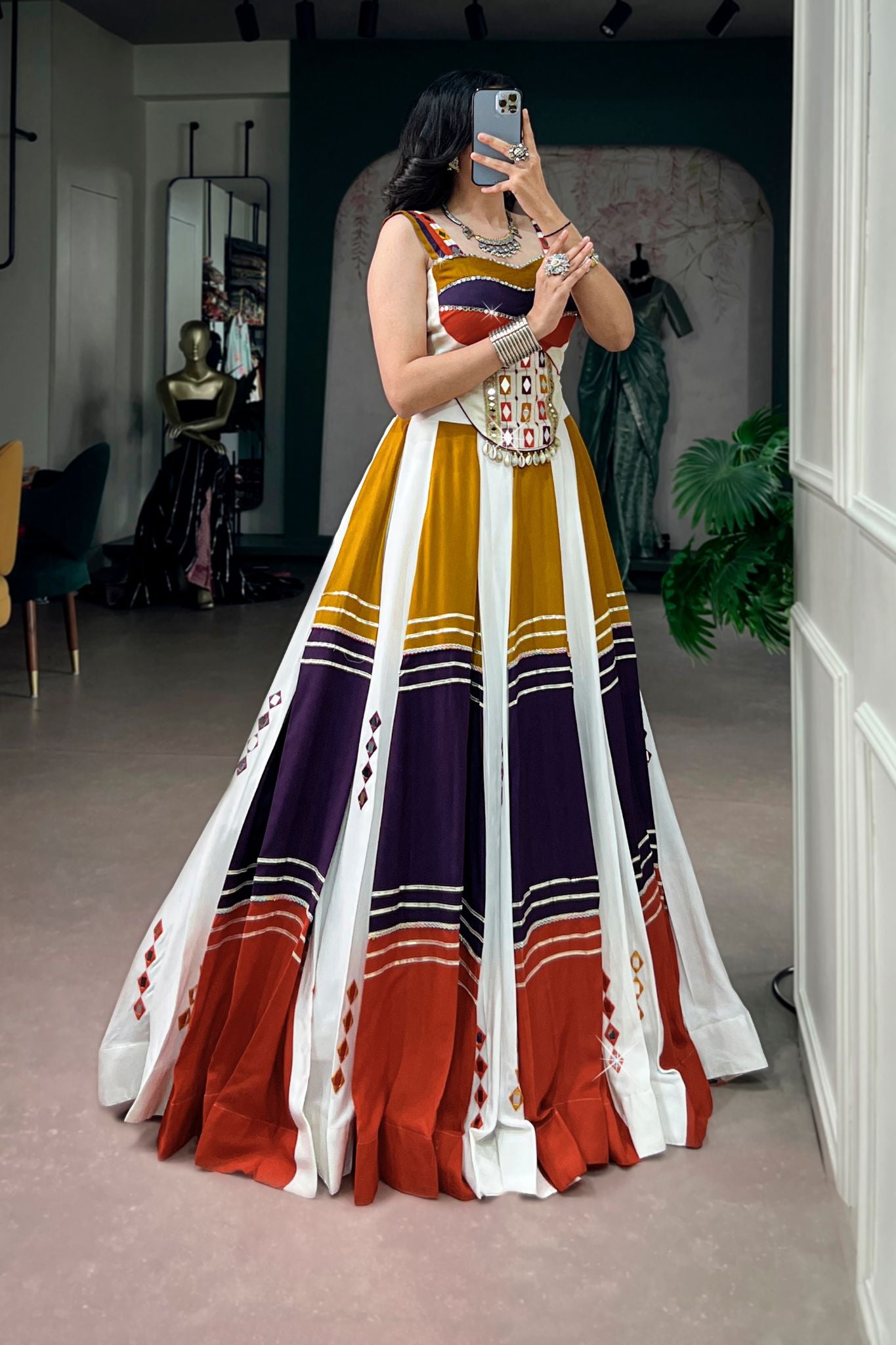 Raasrang Premium Navratri Designer Lehenga Choli With Authentic Mirror Work