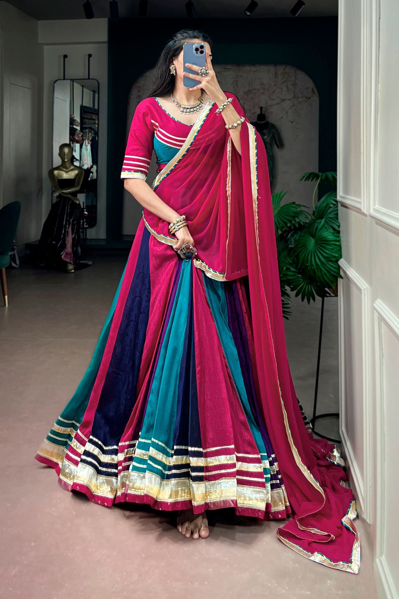 Raasrang Navratri Special Multicolor Rich Chinon Lehenga Choli