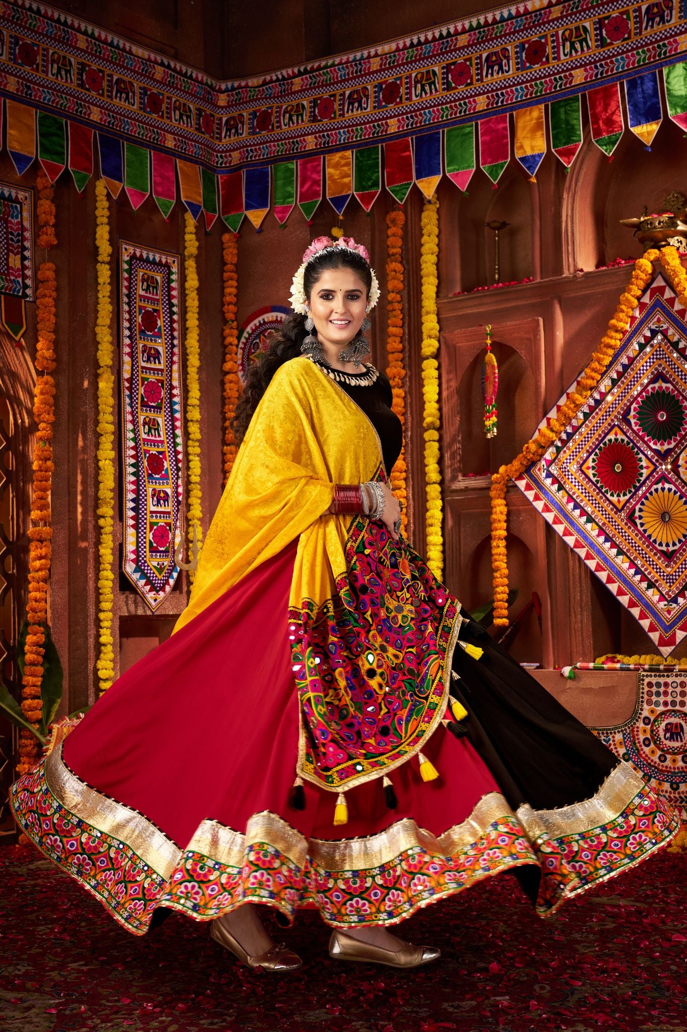 Multi Color Designer Viscose Cotton Traditional Navratri Special Lehenga Choli