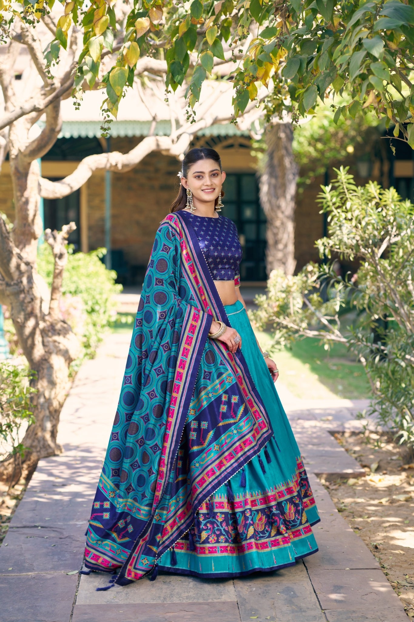 Premium Printed Festive Tasar Silk Lehenga Choli Set For Women