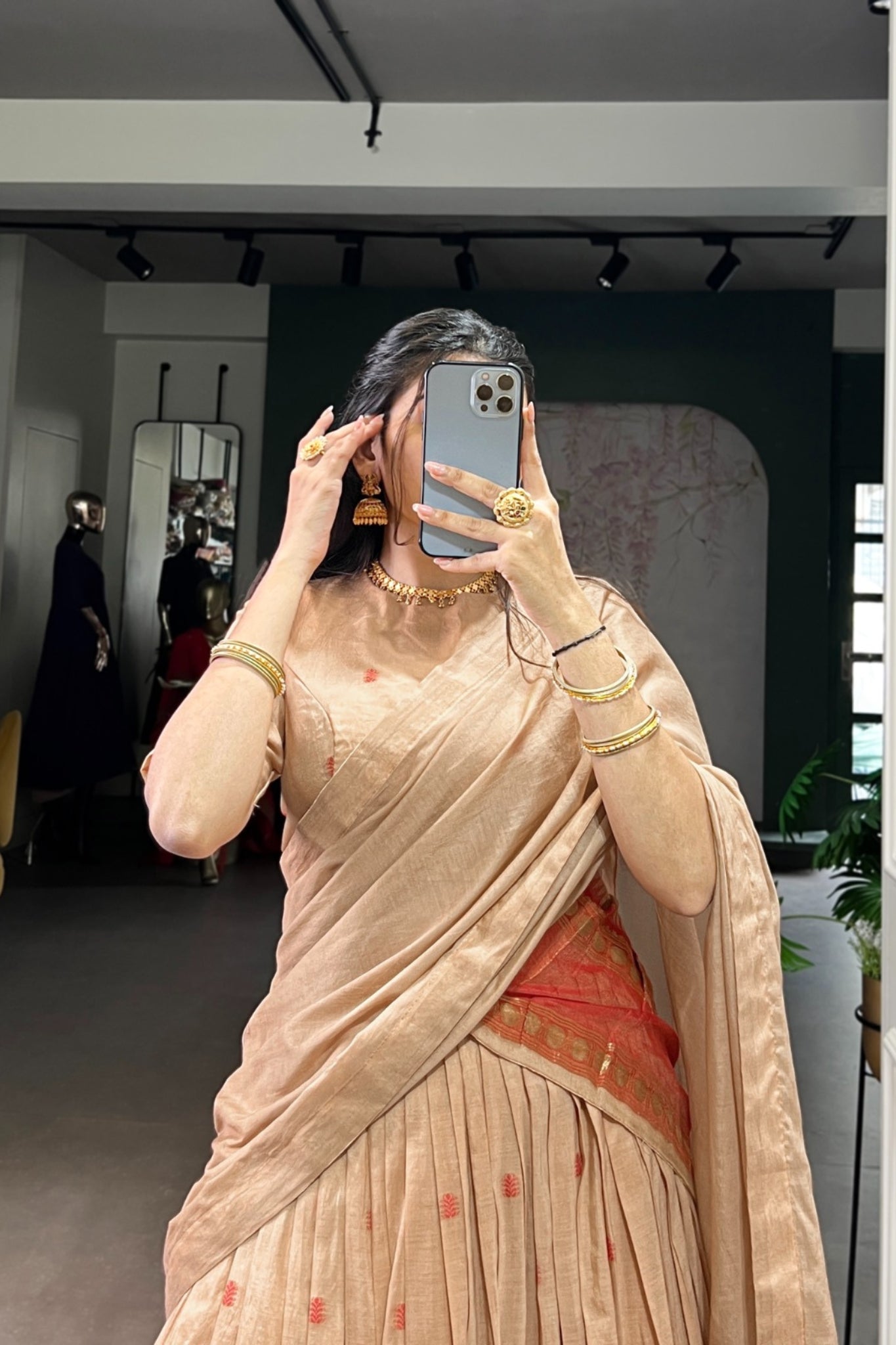 Pure Chanderi Zari Weaving Work South Indian Lehenga Choli