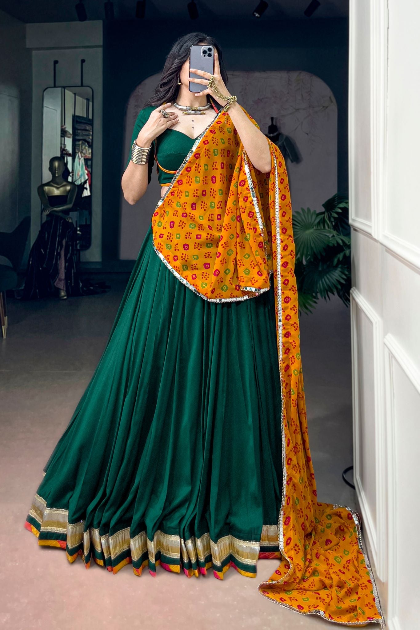 Raasrang Navratri Designer Soft Chinon Lehenga Choli With Bandhani Print Georgette Dupatta
