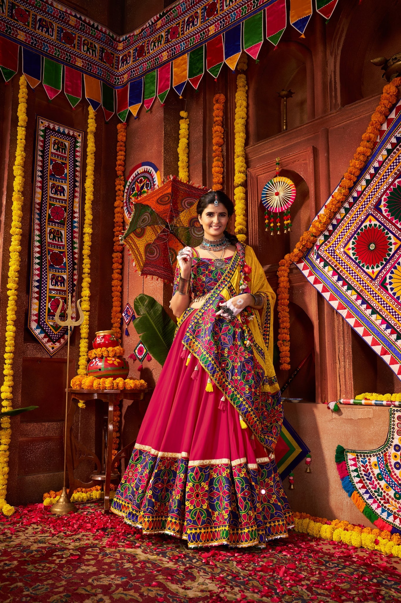 Multi Color Elegant Designer Navratri Stylish Viscose Cotton Lehenga Choli