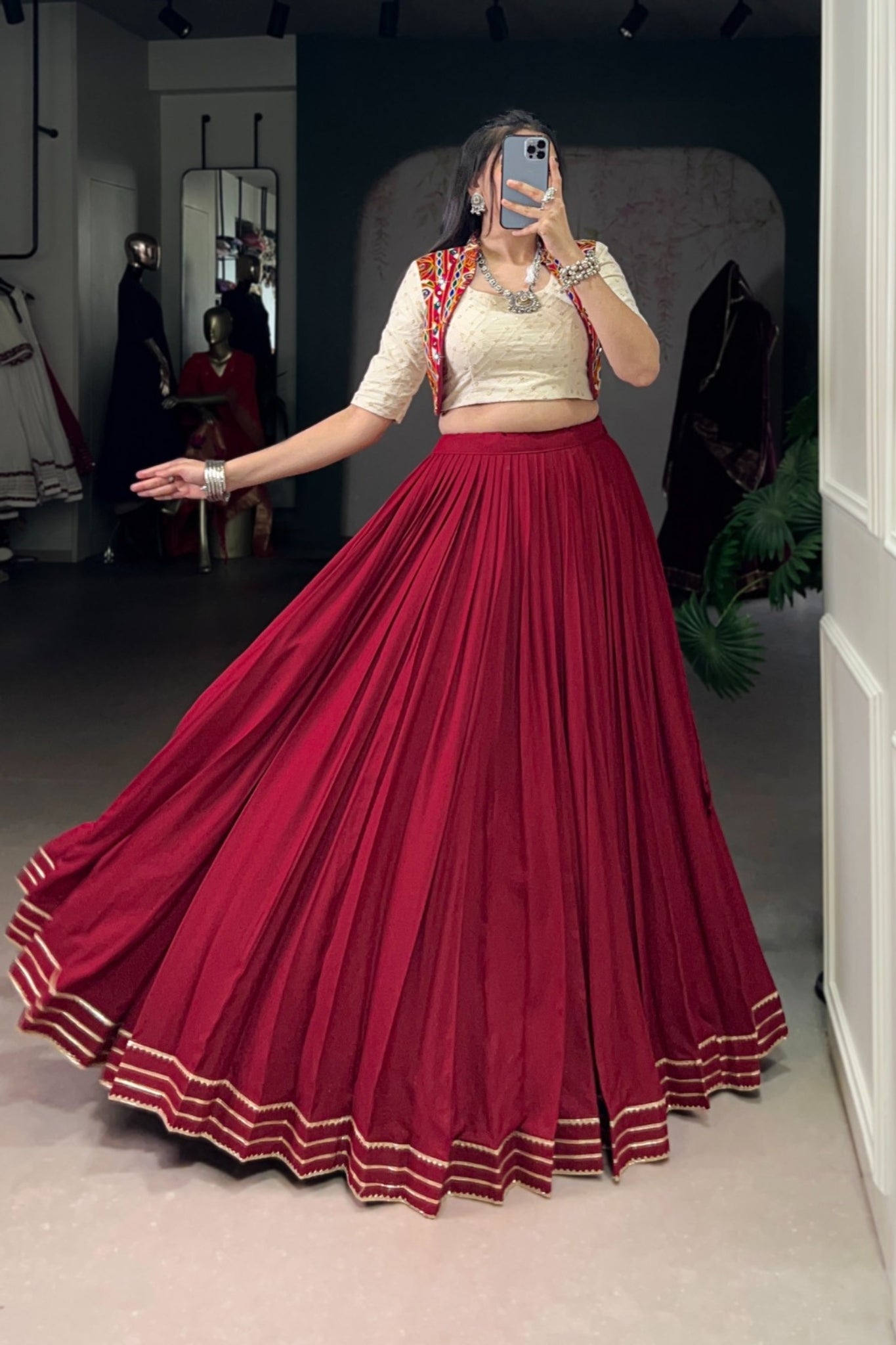 Pure Rayon Original Mirror Gamthi Work Stylish Lehenga Choli