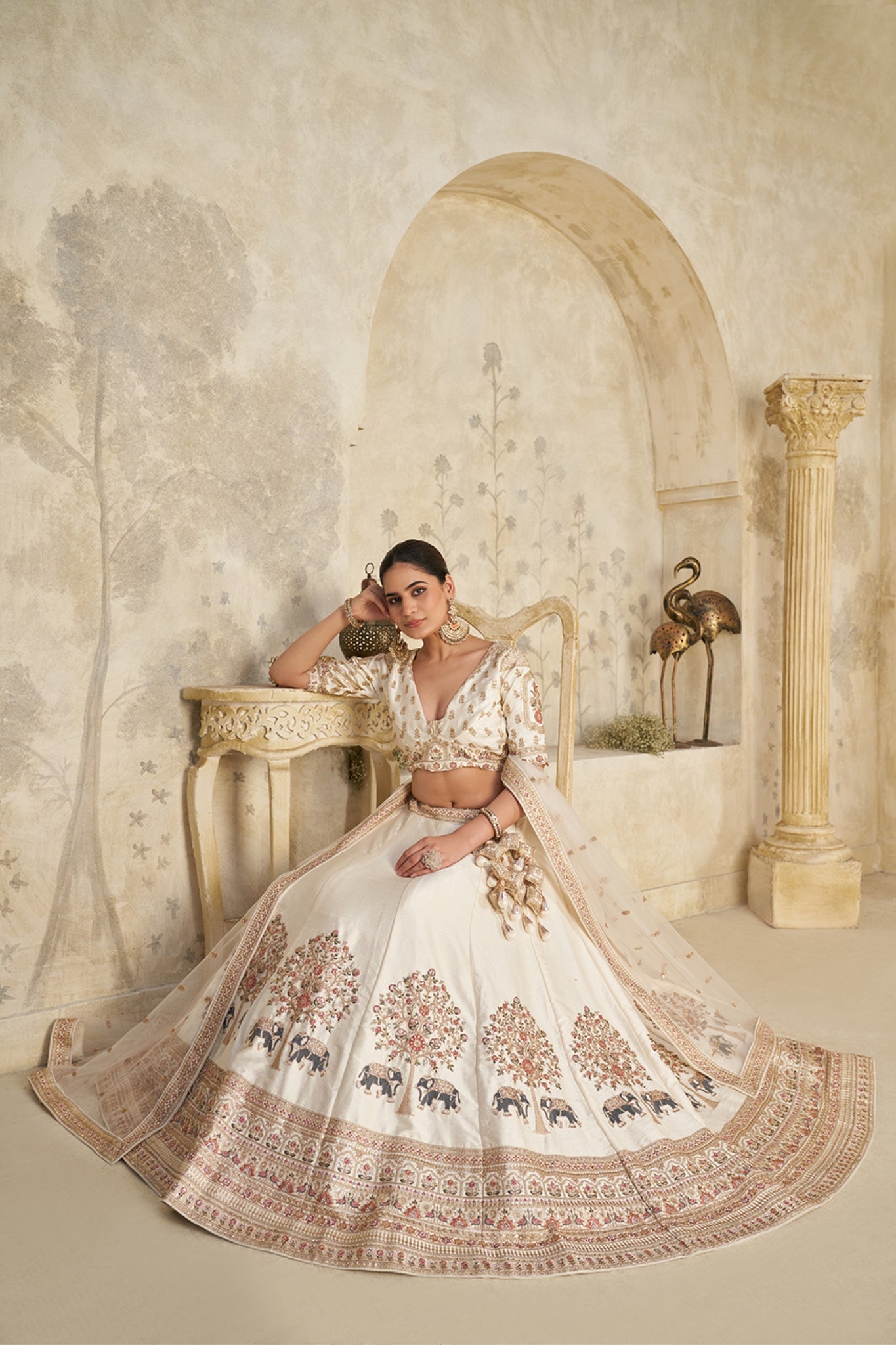 Ivory Grandeur Luxury Zari Embroidered Bridal Lehenga