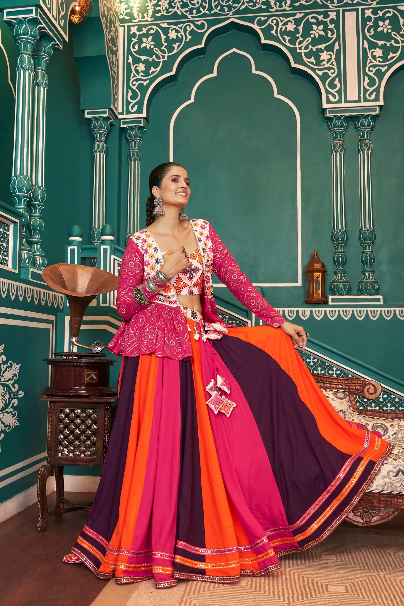 Beautiful Stylish Jacket Navratri Lehenga Choli