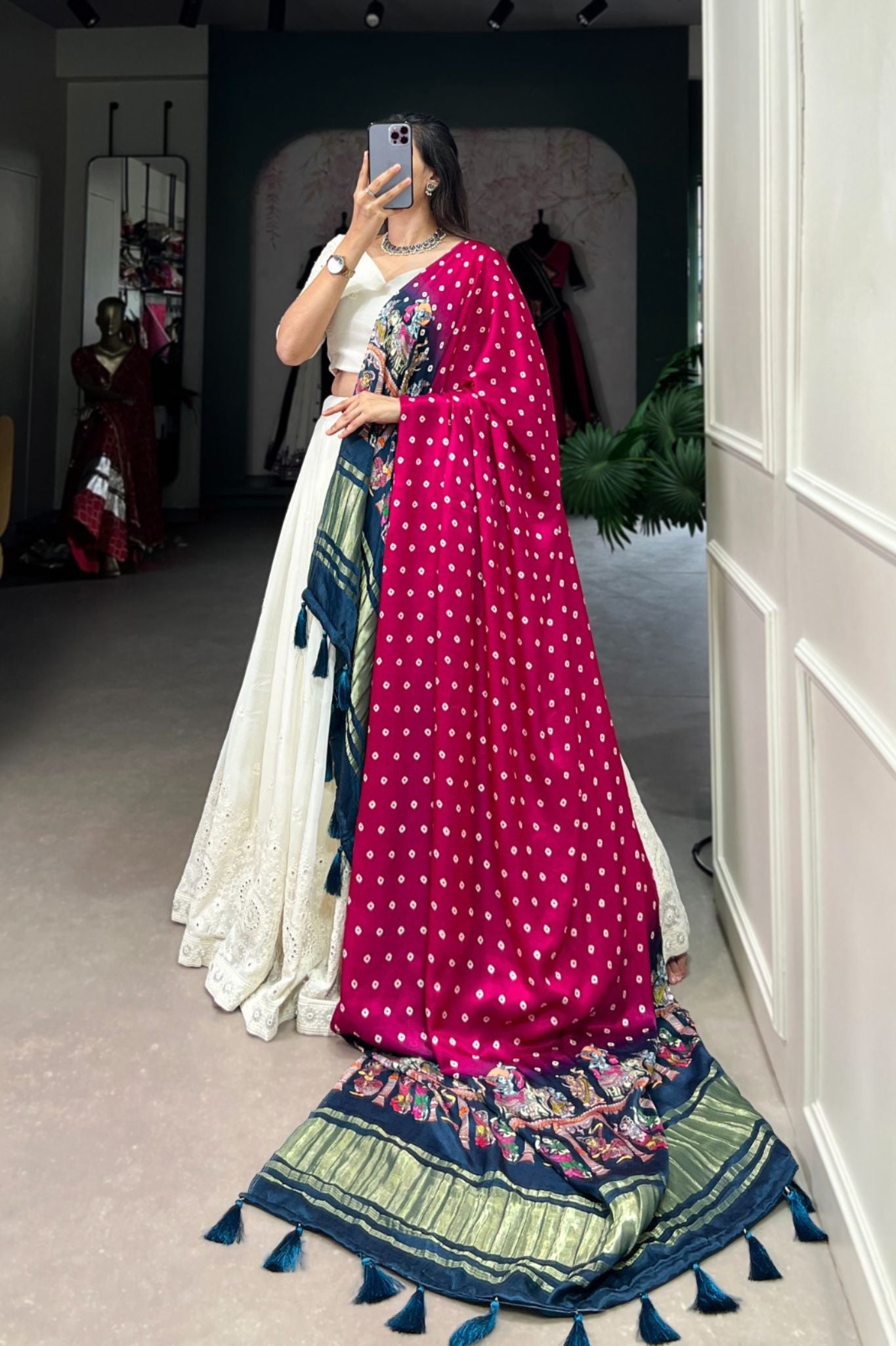 Beautiful Lucknowi Work Georgette Lehenga With Gaji Silk Dupatta