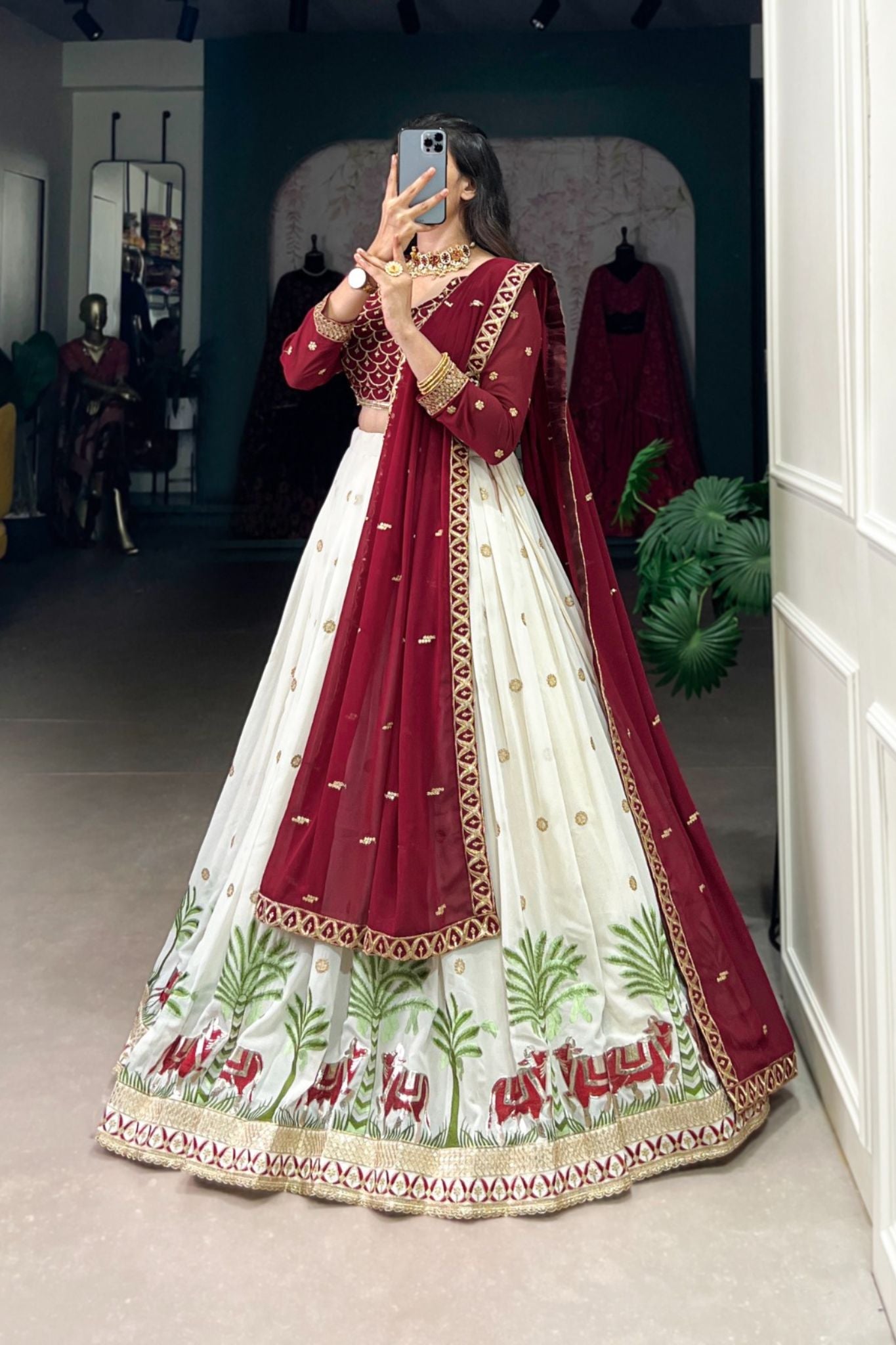 Georgette Sequins Thread Embroidered Beautiful Wedding Lehenga Choli