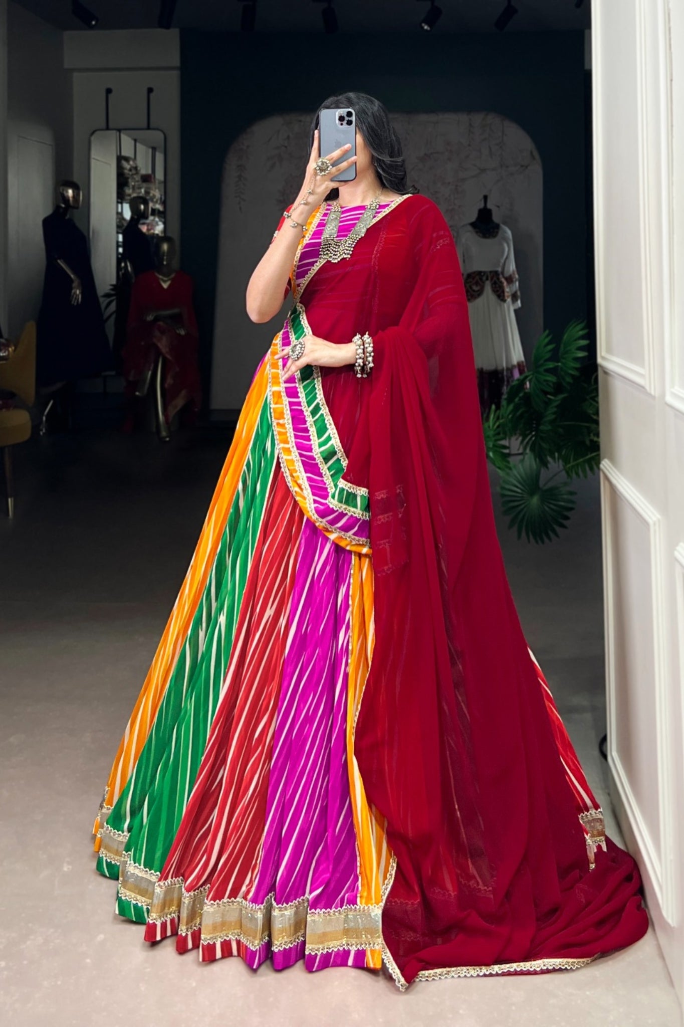 Colorful Tradition Georgette Leheriya Printed Garba Choli