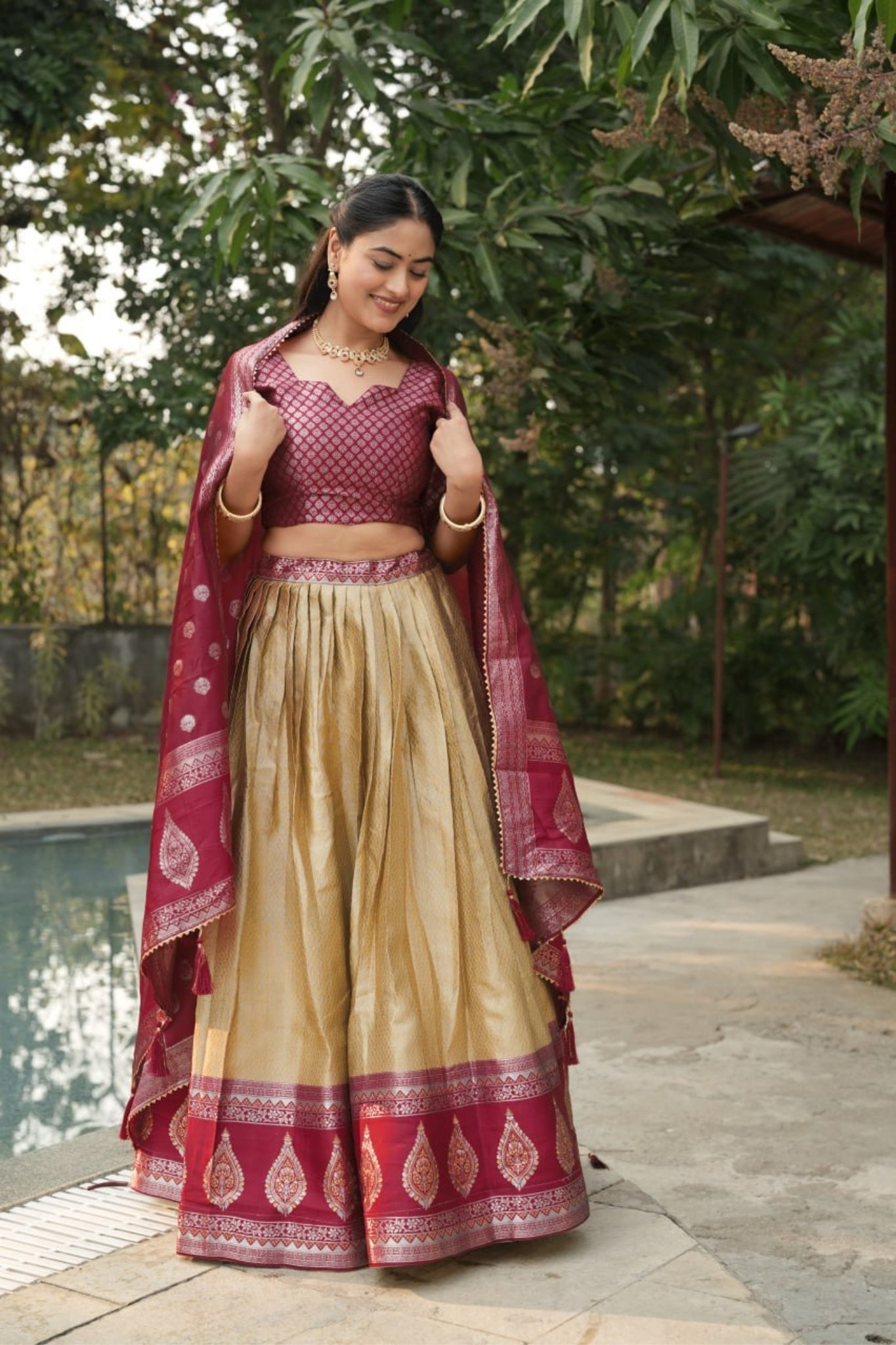 Royal Banarasi Silk Lehenga Choli With Contrast Dupatta For Wedding And Festive Wear