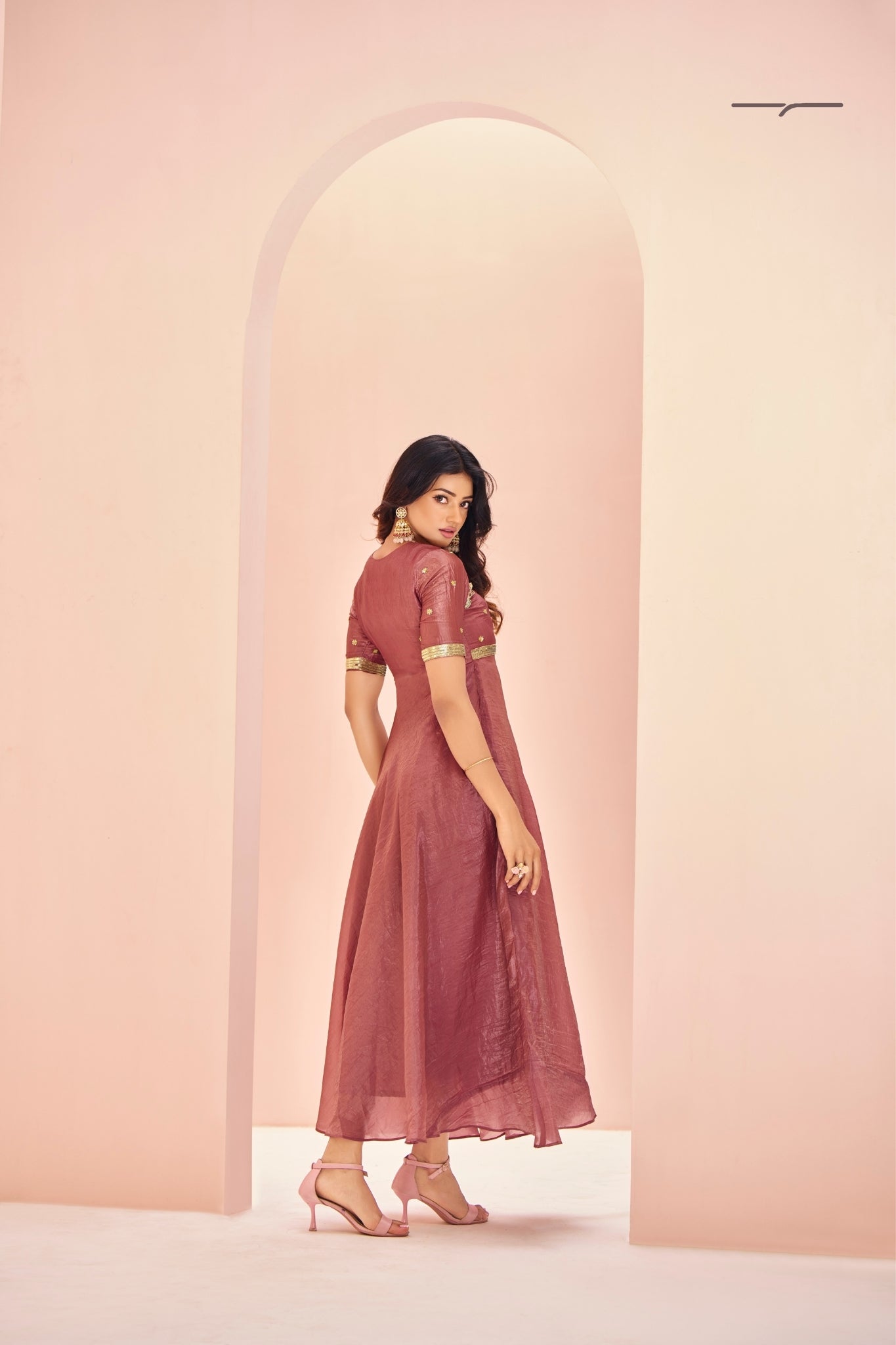 Coral Luxe Organza Handwork With Embroidered Anarkali