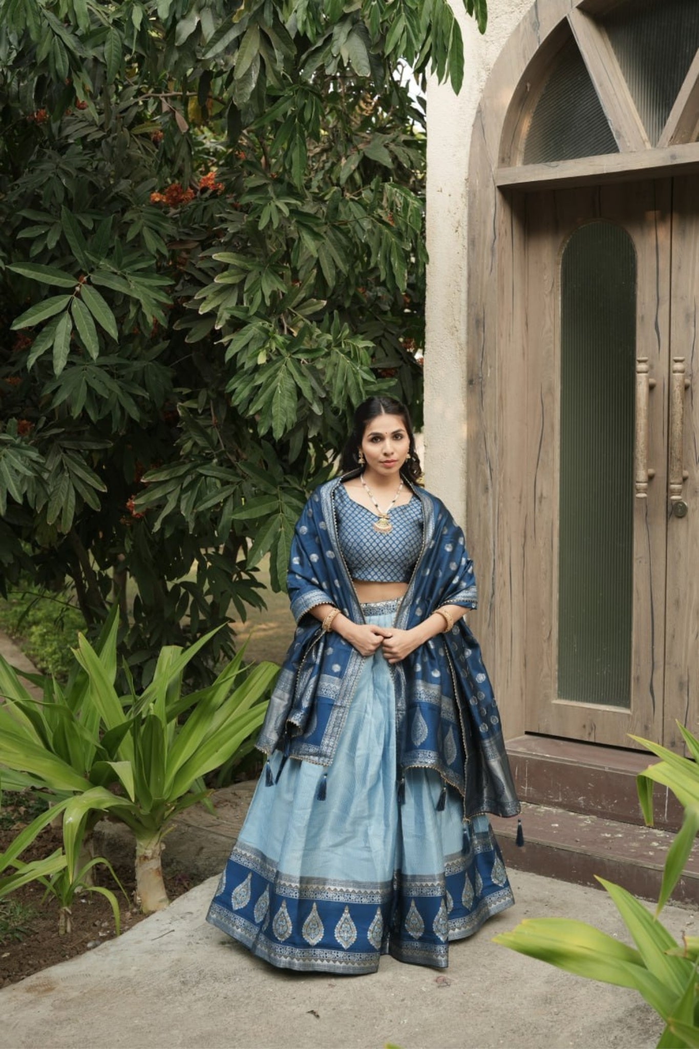 Royal Banarasi Silk Lehenga Choli With Contrast Dupatta For Wedding And Festive Wear
