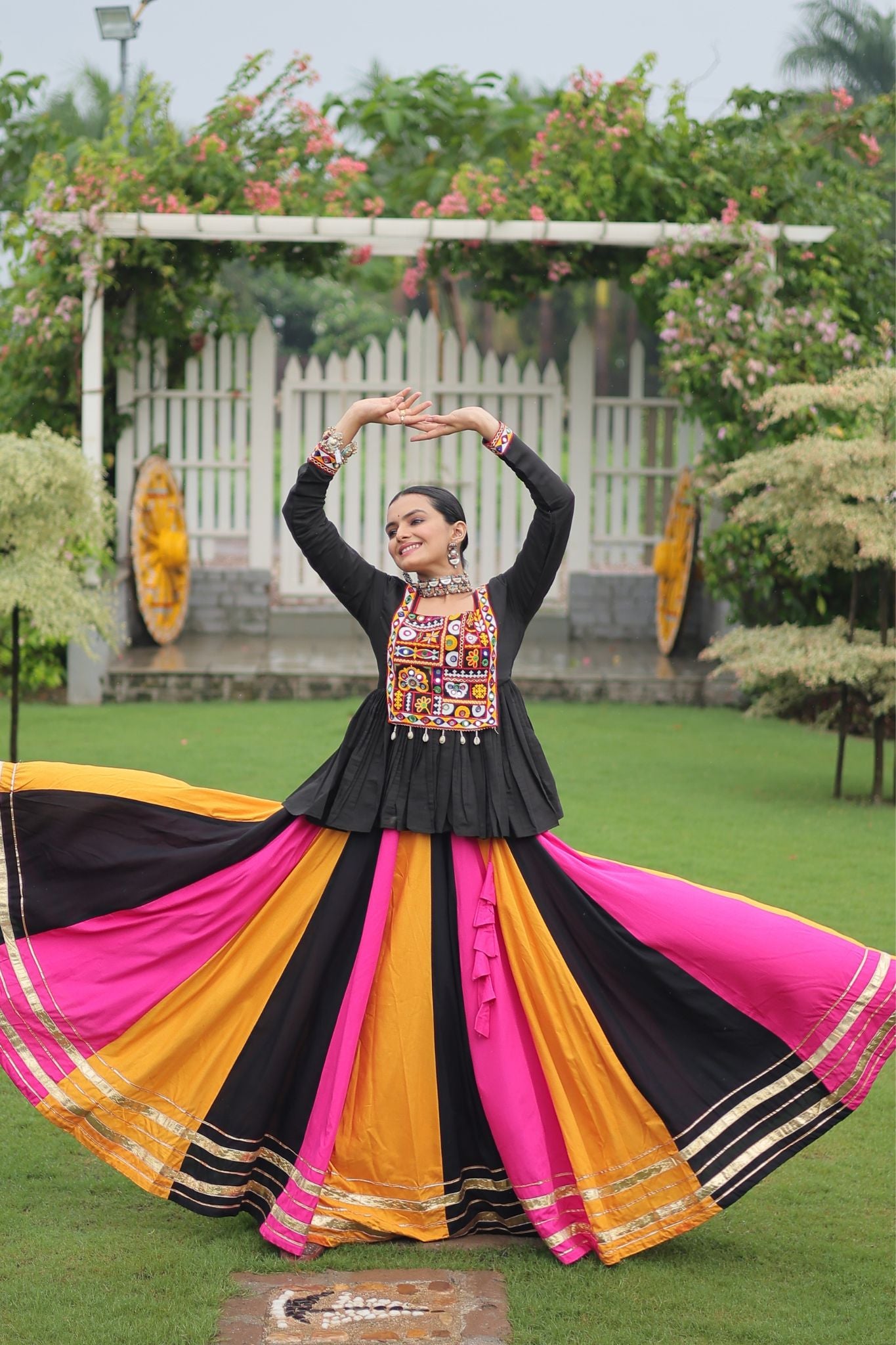 Navratri Special Rayon Kutchi Gamthi Work Traditional Lehenga Choli