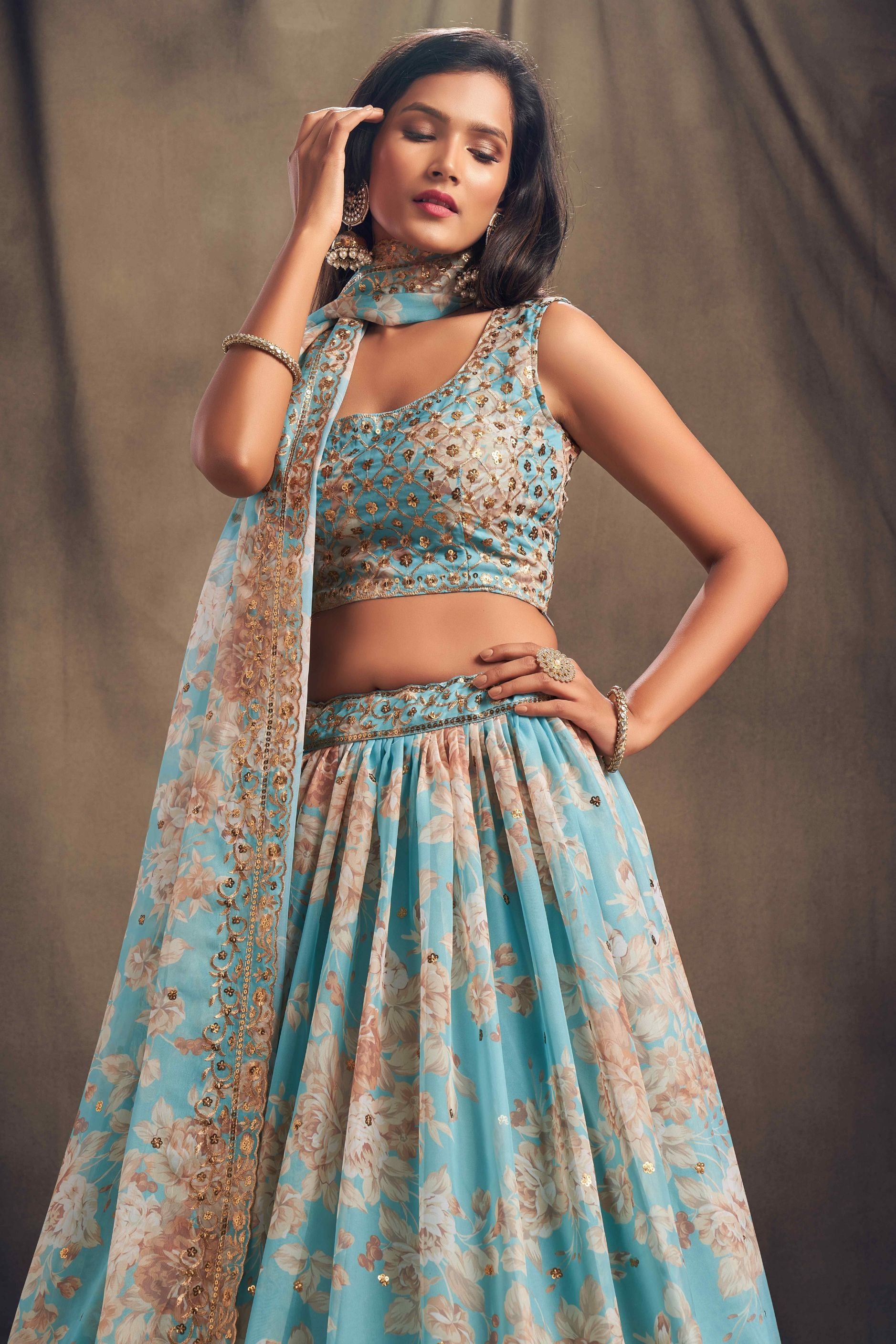 Gorgeous Sequence With Embroidery Floral Work Lehenga Choli