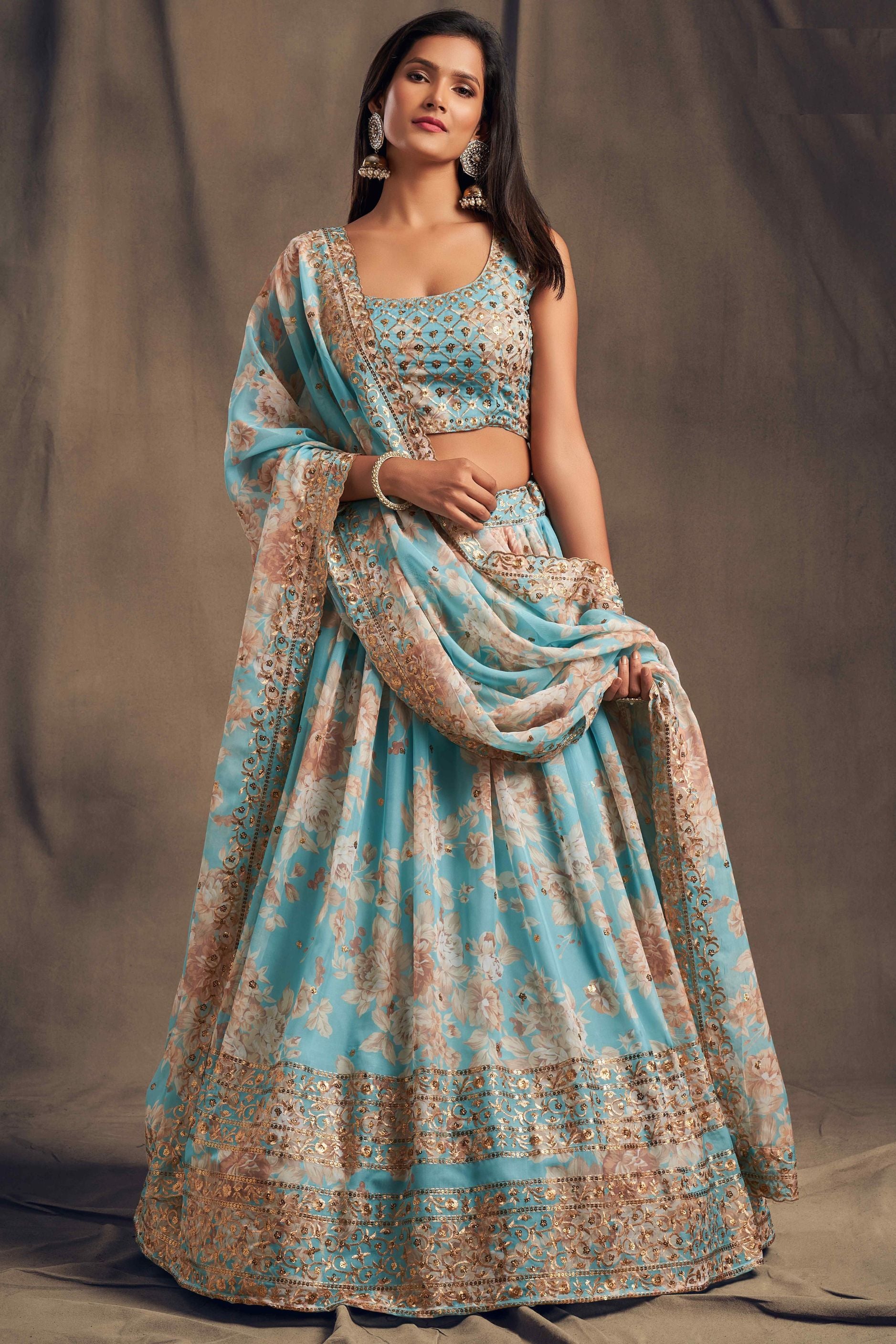 Gorgeous Sequence With Embroidery Floral Work Lehenga Choli