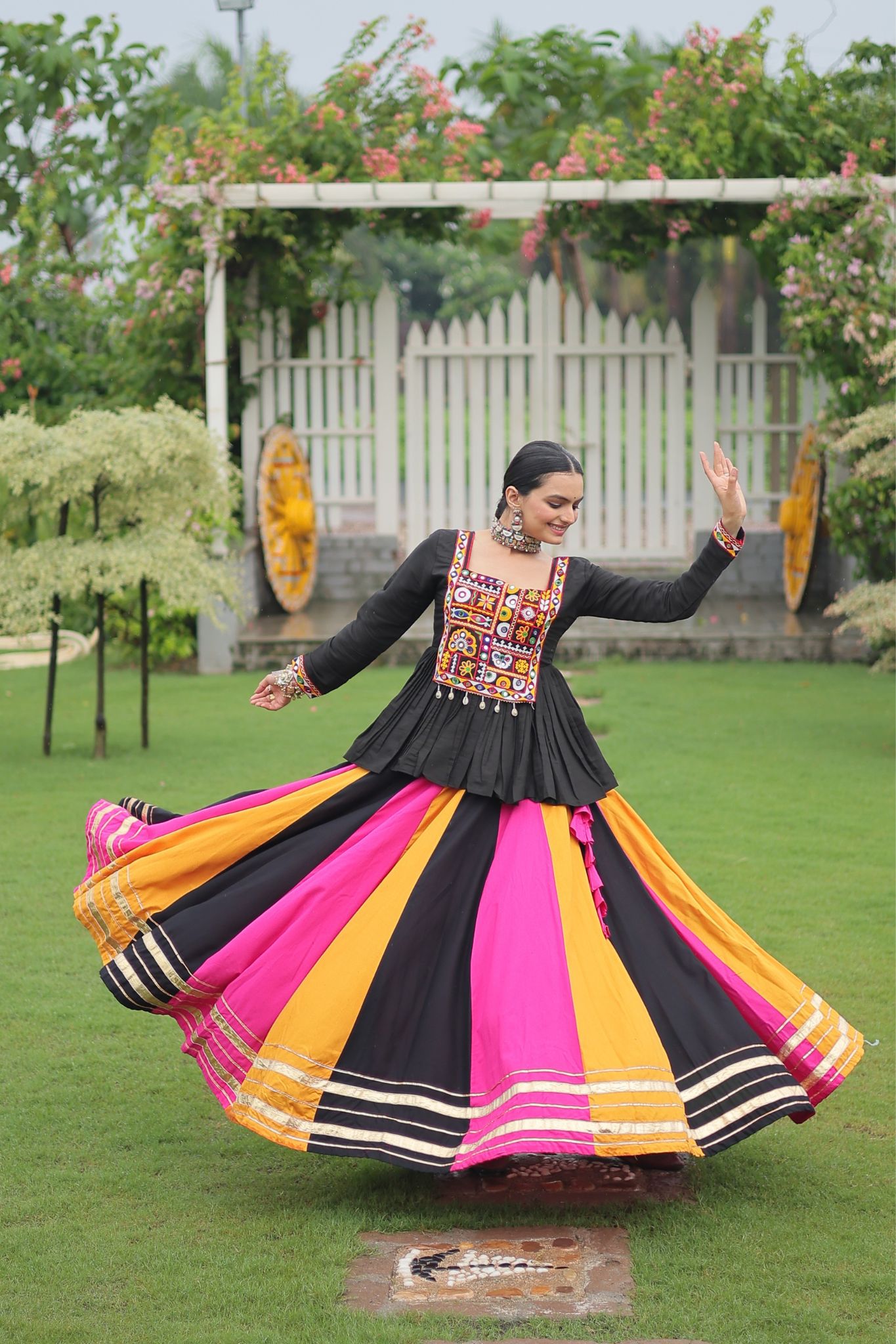 Navratri Special Rayon Kutchi Gamthi Work Traditional Lehenga Choli