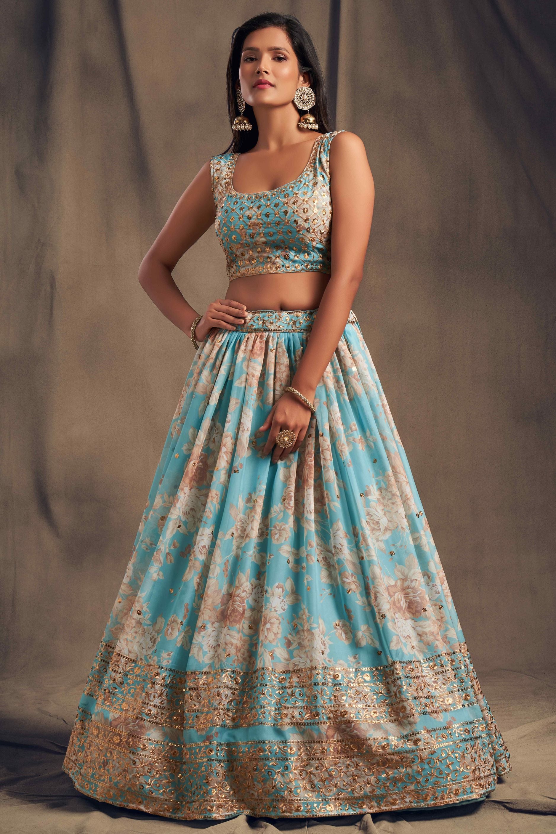 Gorgeous Sequence With Embroidery Floral Work Lehenga Choli