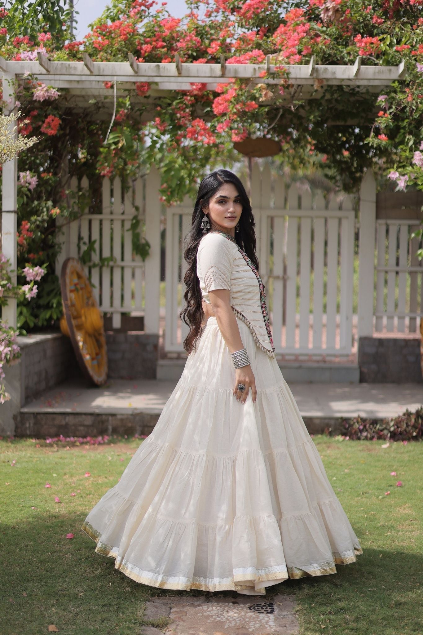 Raasrang Premium Kora Cotton Kutchi Patchwork Navratri Festival Lehenga Choli For Women