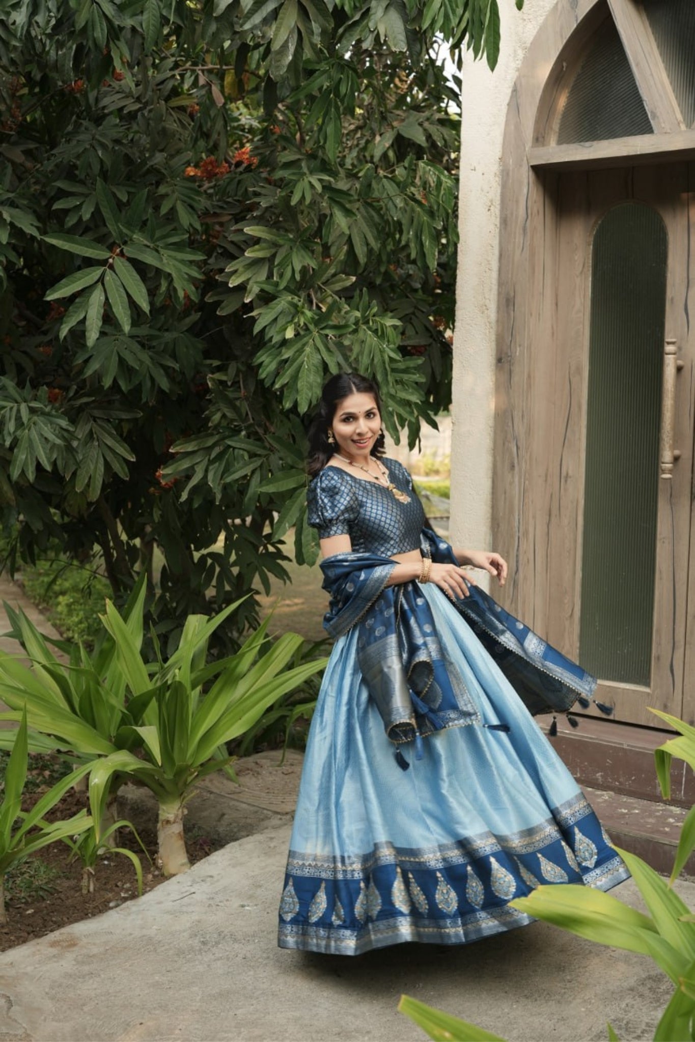 Royal Banarasi Silk Lehenga Choli With Contrast Dupatta For Wedding And Festive Wear