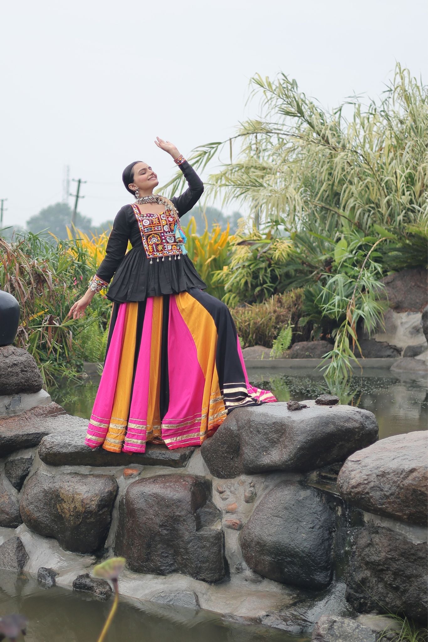 Navratri Special Rayon Kutchi Gamthi Work Traditional Lehenga Choli