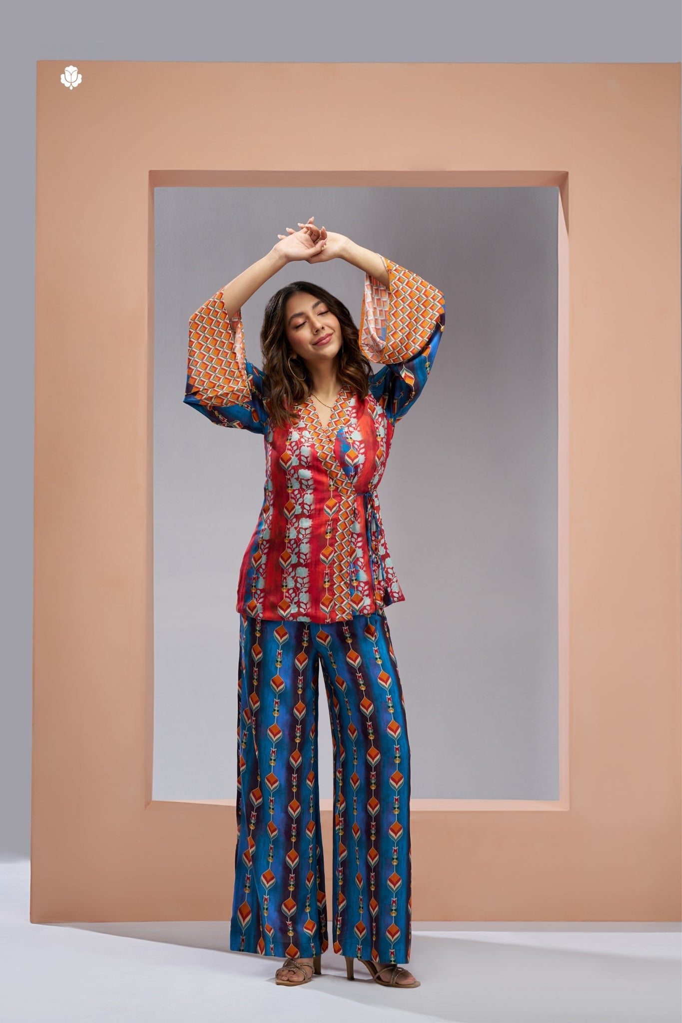 Luxury Muslin Silk Navy Blue Co Ord Set For Women