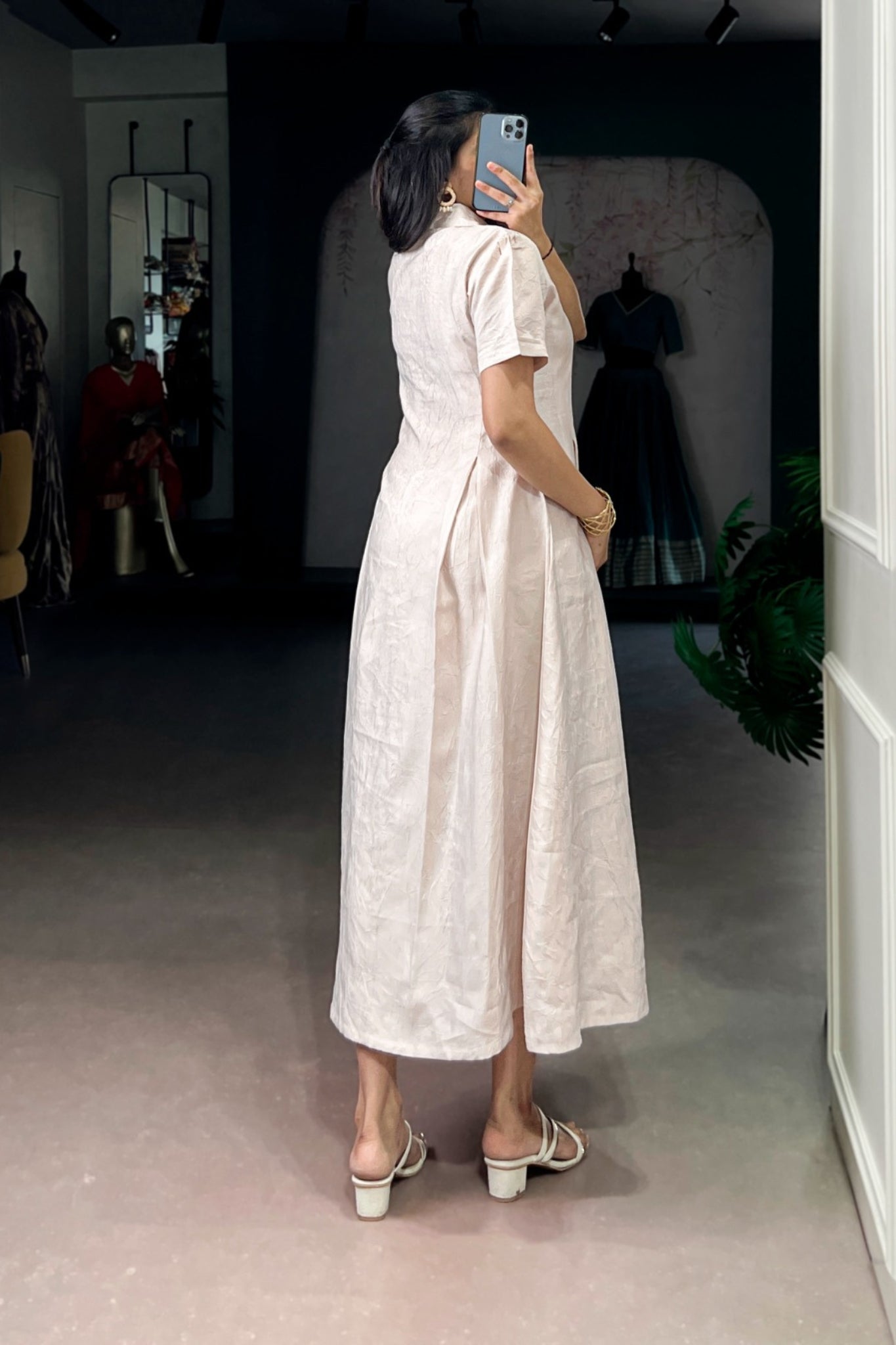 Premium Remy Fabric Button-Down Midi Frock For Women