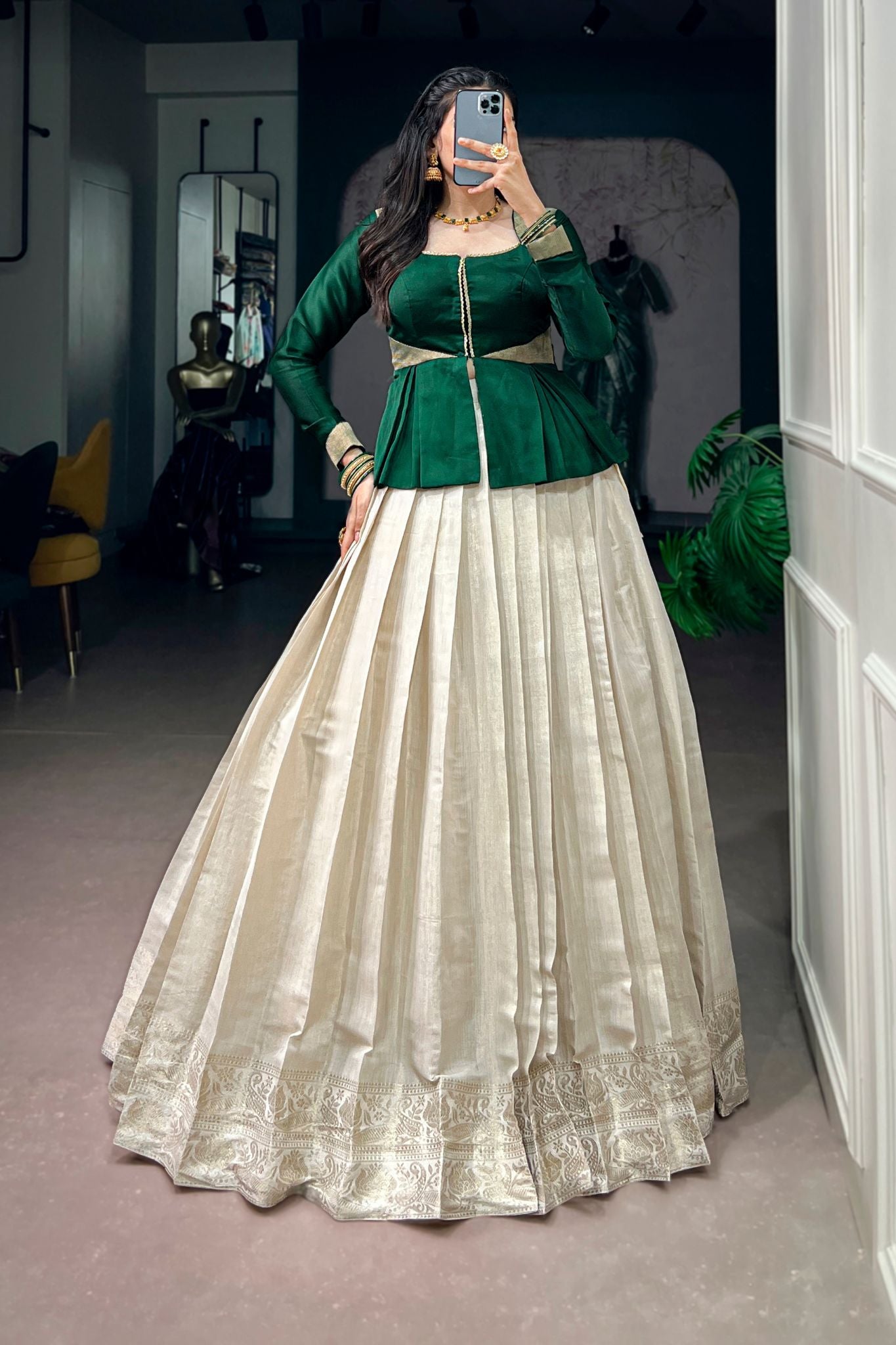 Premium South Indian Style Kanchipuram Lehenga Choli For Women