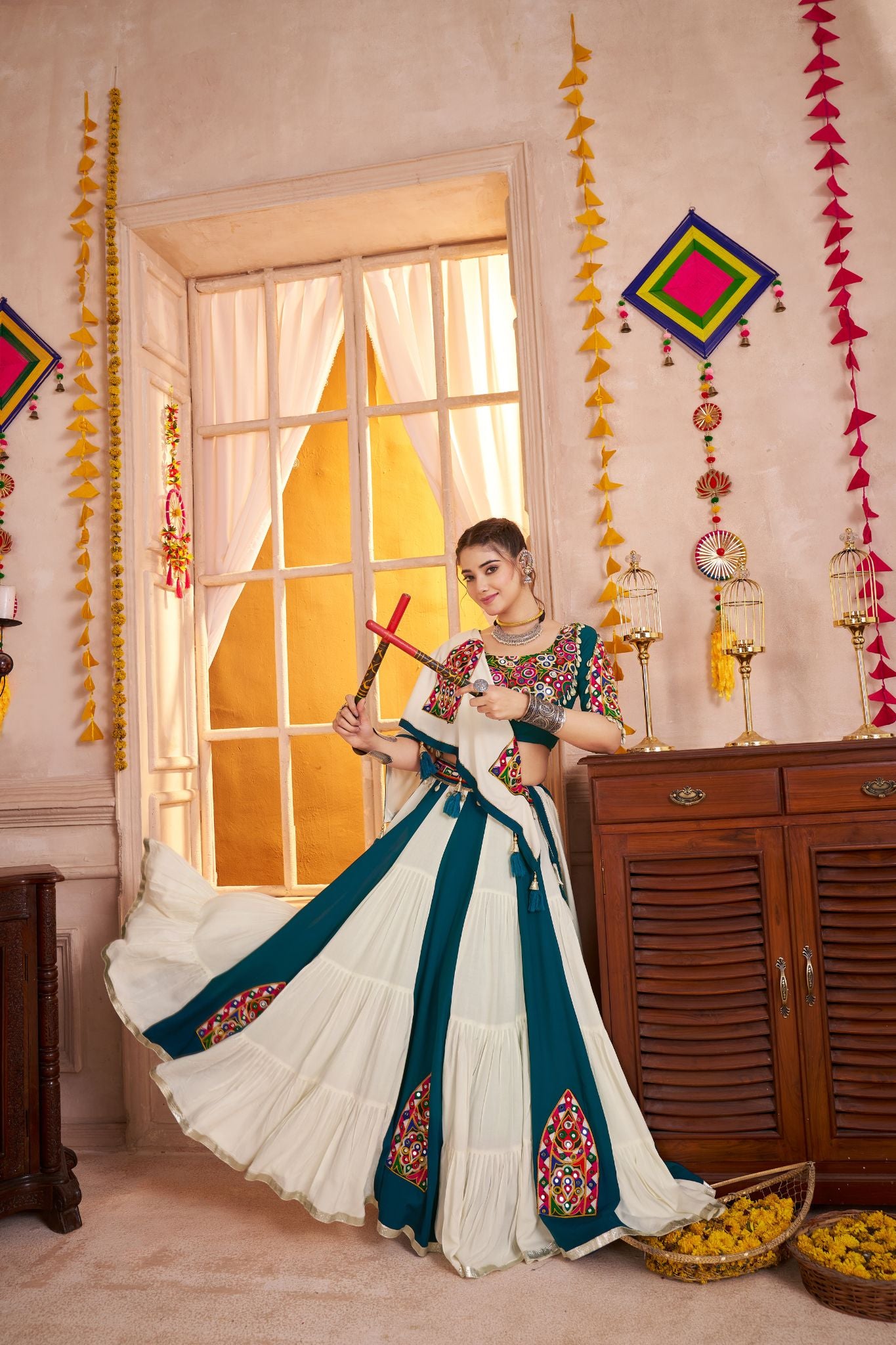 Multi Color Kutchi Patch Work Designer Navratri Lehenga Choli