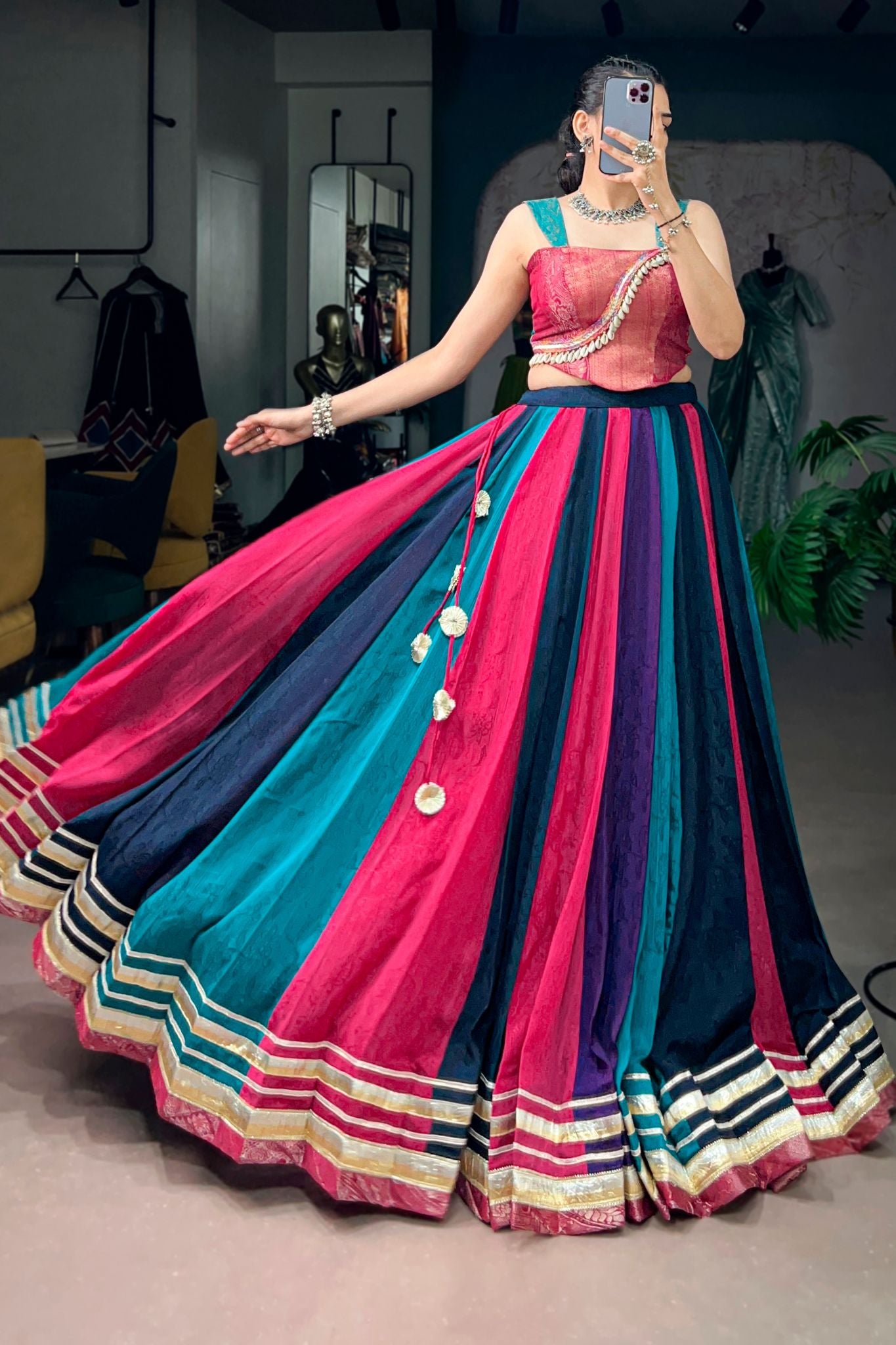 Raasrang Multicolor Rich Chinon Navratri Designer Lehenga Choli For Women