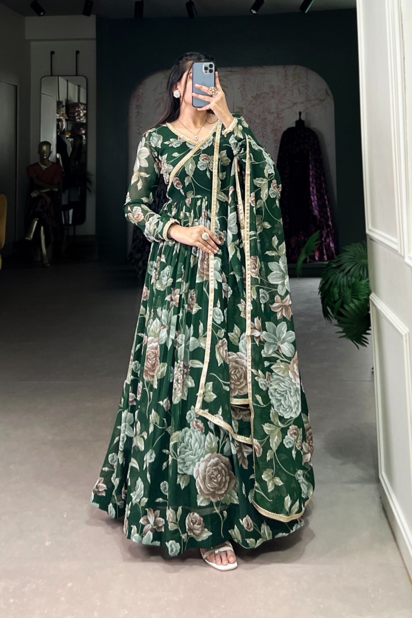 Floral Printed Designer Anarkali Gown