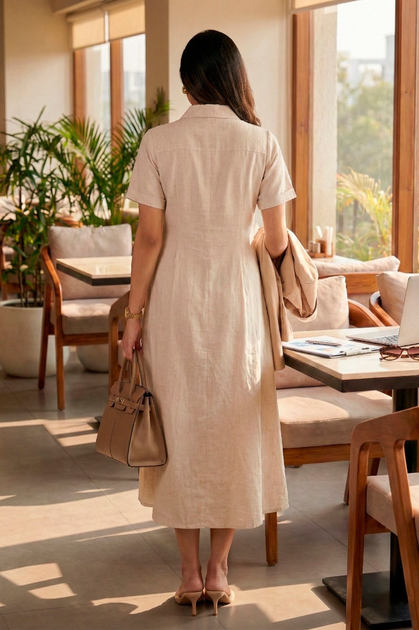 Premium Remy Fabric Button-Down Midi Frock For Women