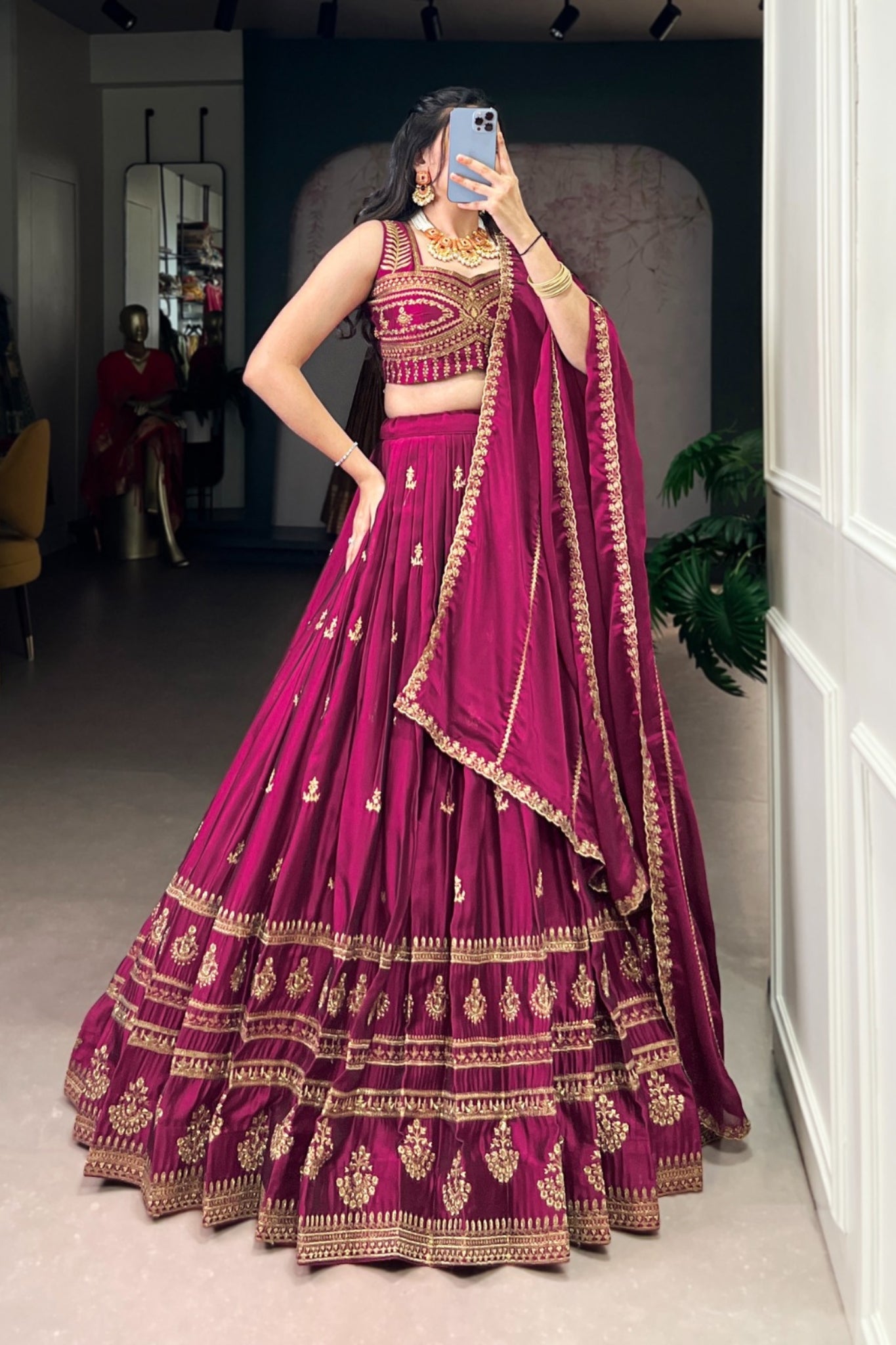 Royal Rangoli Embroidered Lehenga Set With Sequins And Thread Work