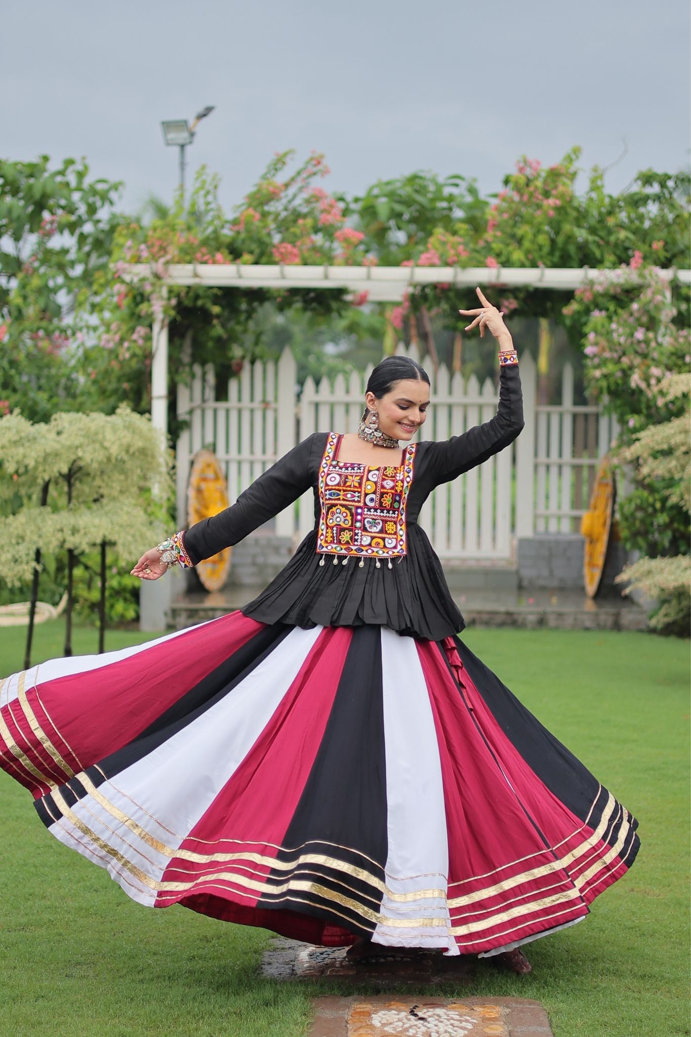 Navratri Special Rayon Kutchi Gamthi Work Traditional Lehenga Choli