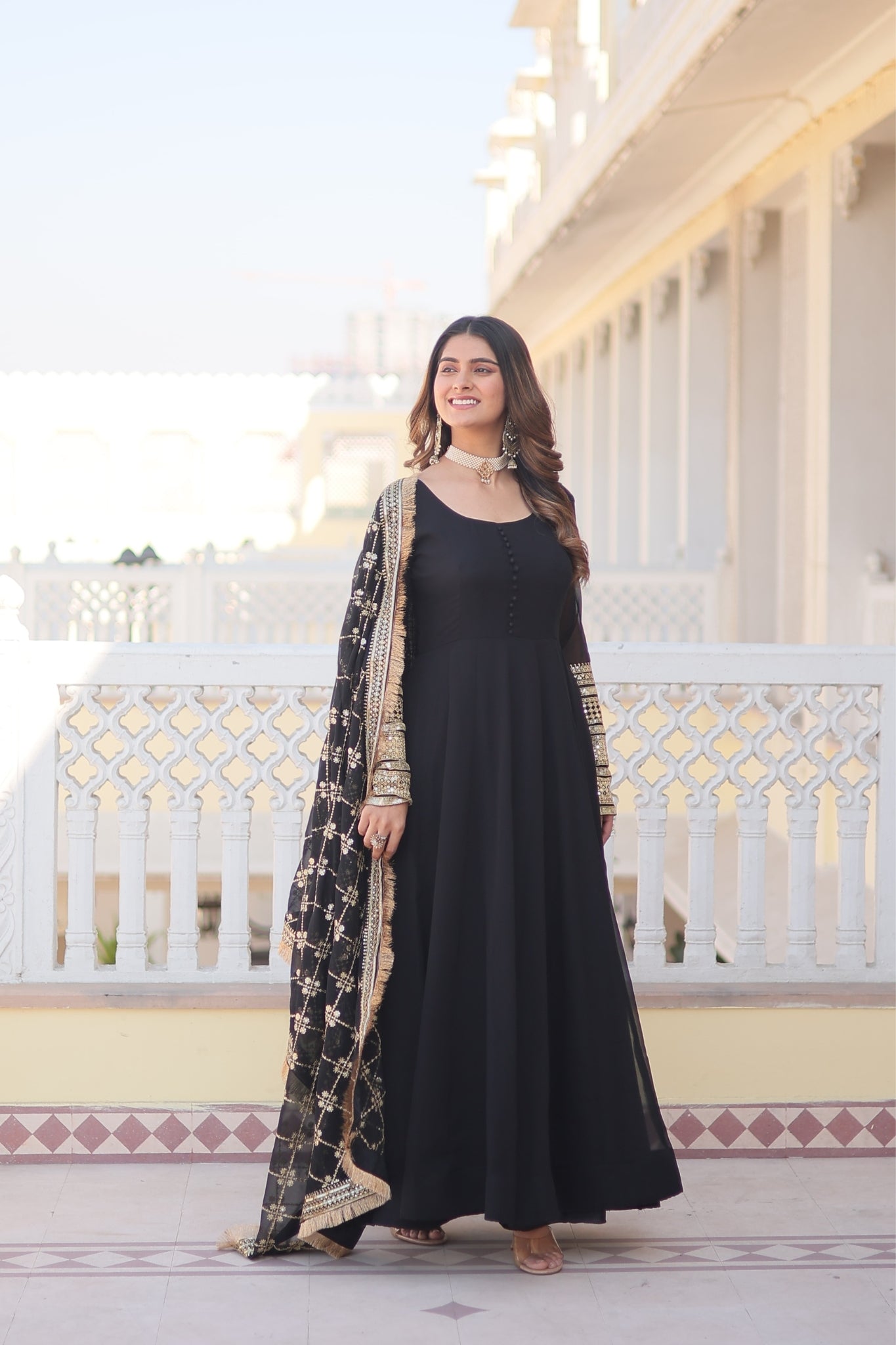 The Perfect Attractive Gown with Dupatta Set