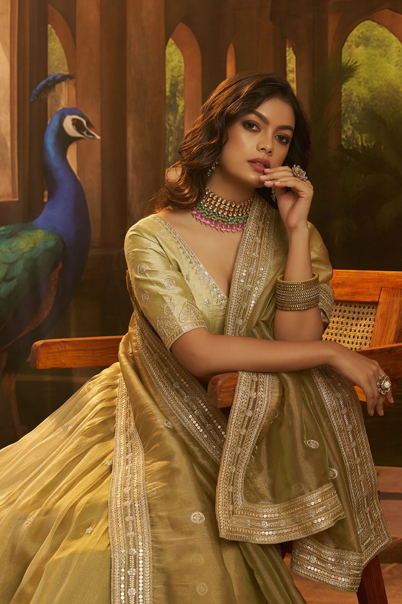 Premium Yellow Hiranya Silk Lehenga Set Featuring Art Silk Blouse And Detailed Embroidered Dupatta