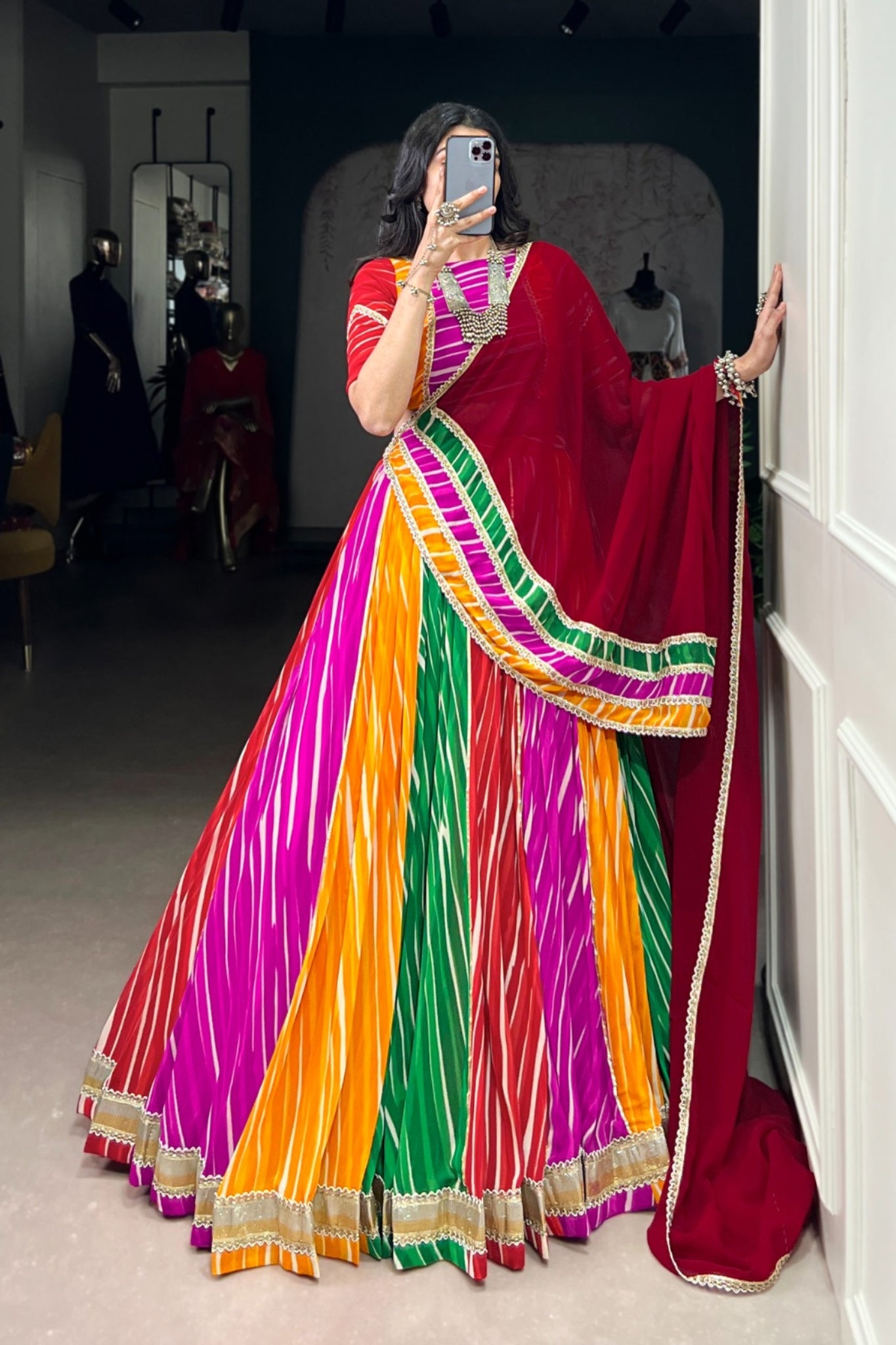 Colorful Tradition Georgette Leheriya Printed Garba Choli