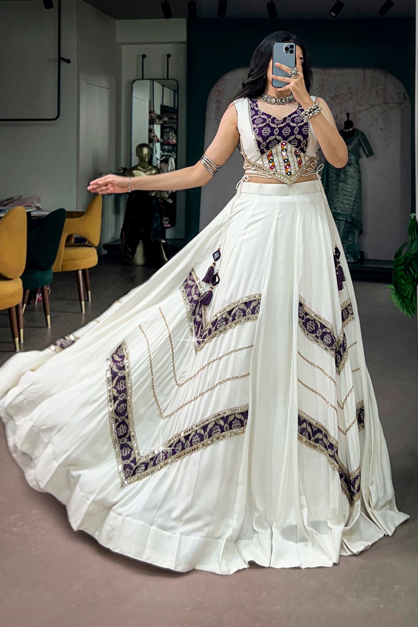 Raasrang Royal White Navratri Designer Lehenga Choli For Women