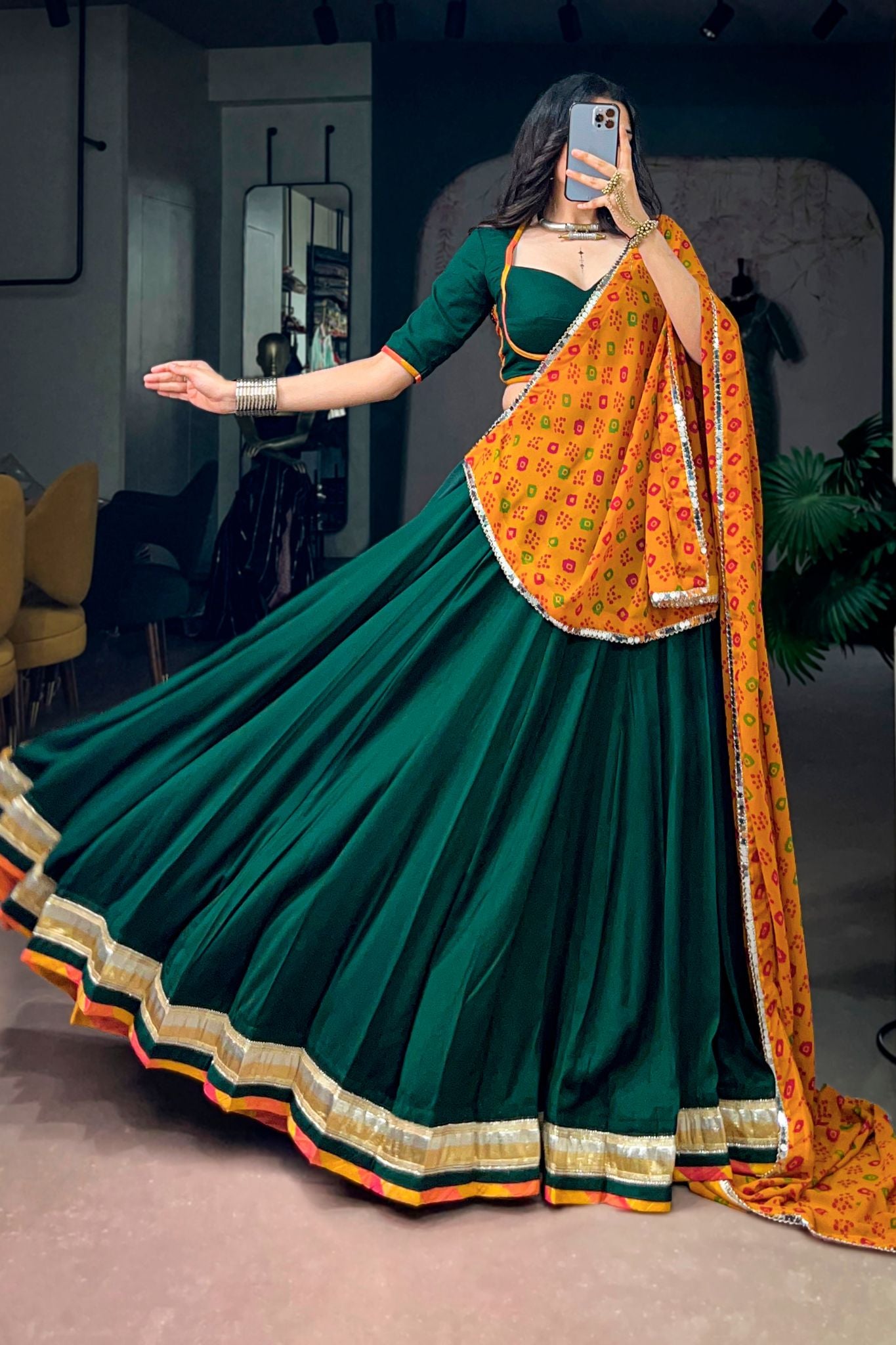 Raasrang Navratri Designer Soft Chinon Lehenga Choli With Bandhani Print Georgette Dupatta