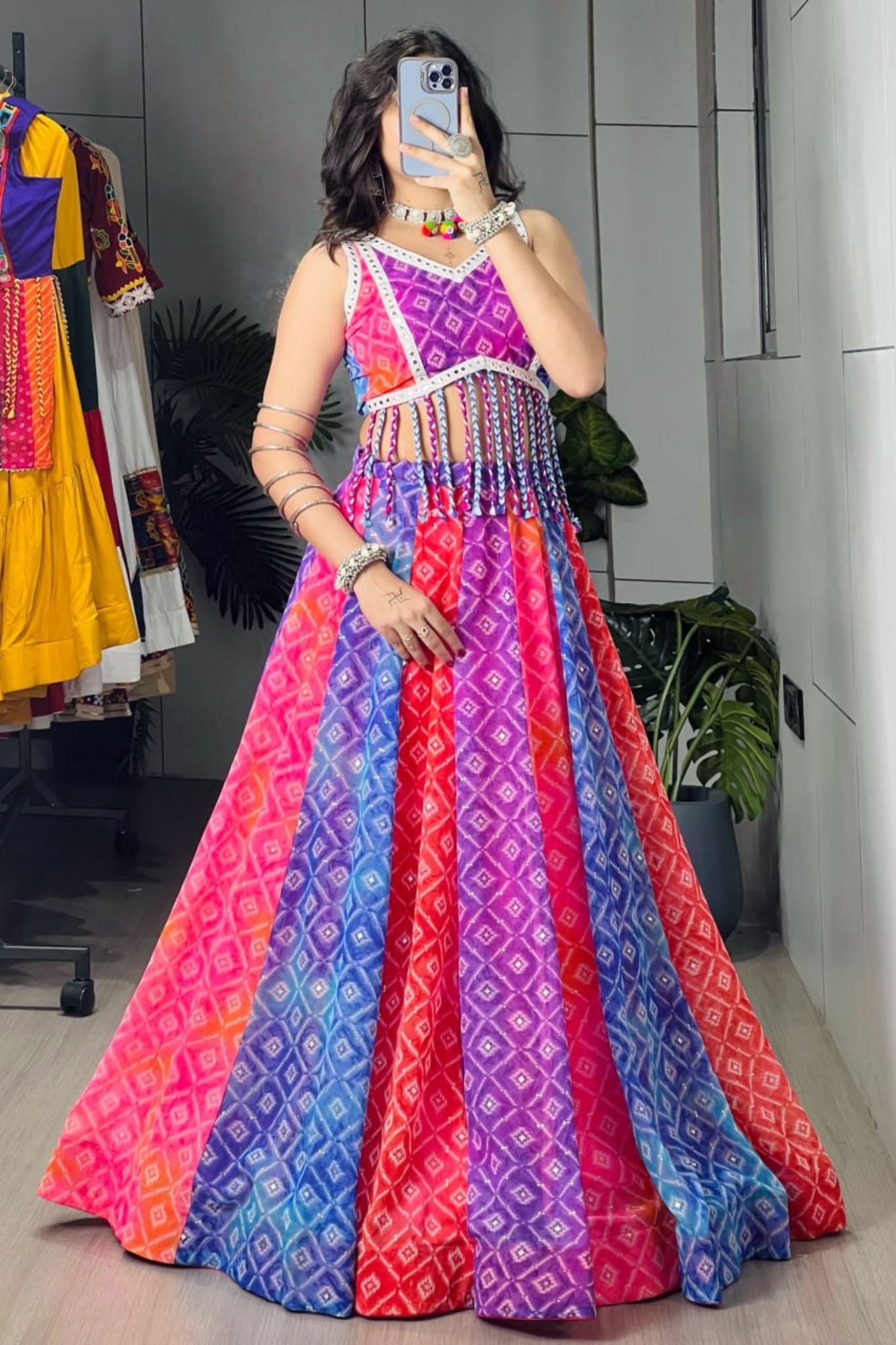 Raasrang Multicolor Foil Print Navratri Designer Lehenga Choli