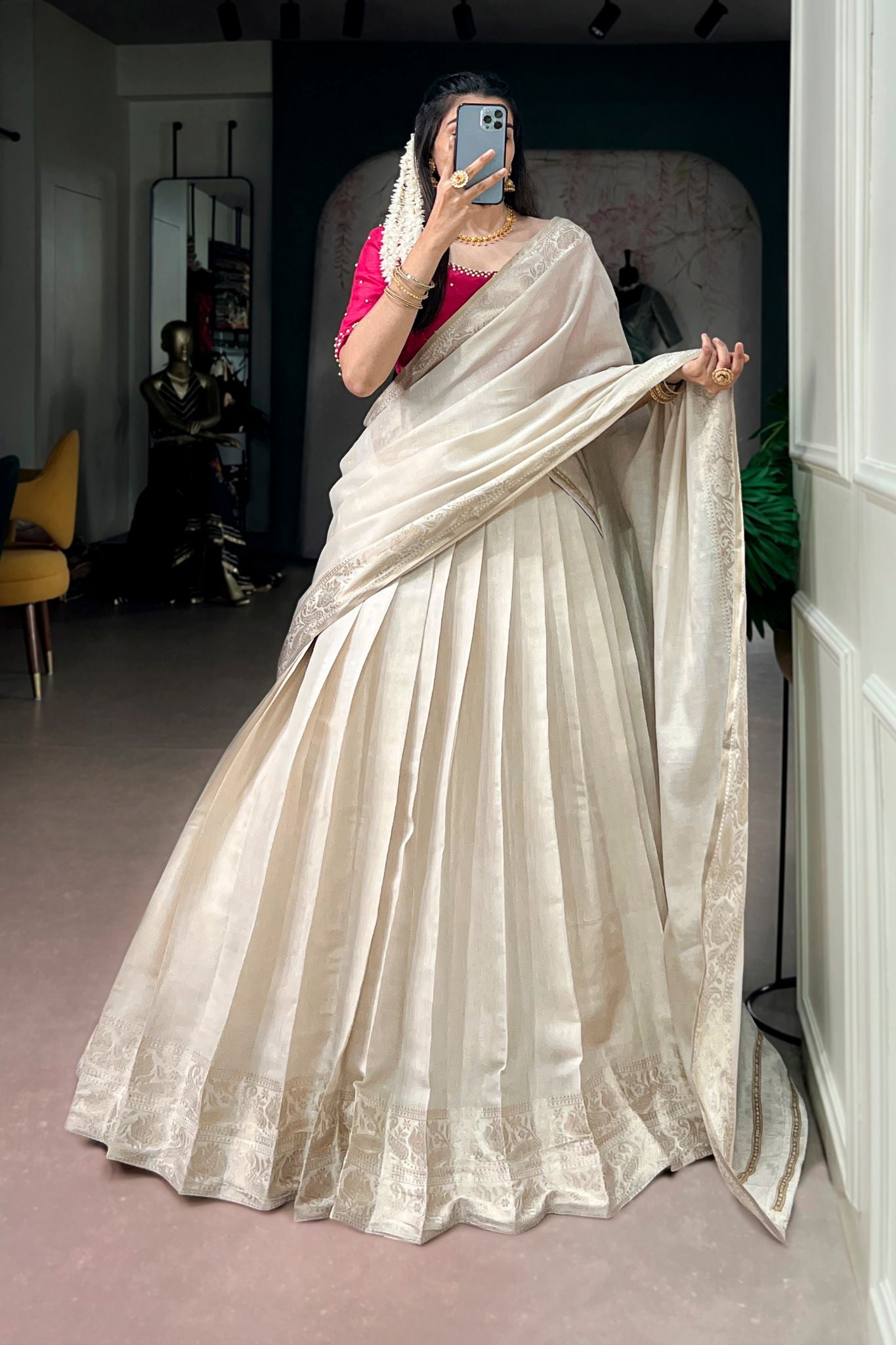 Elegant Traditional South Indian Half Saree Lehenga Choli