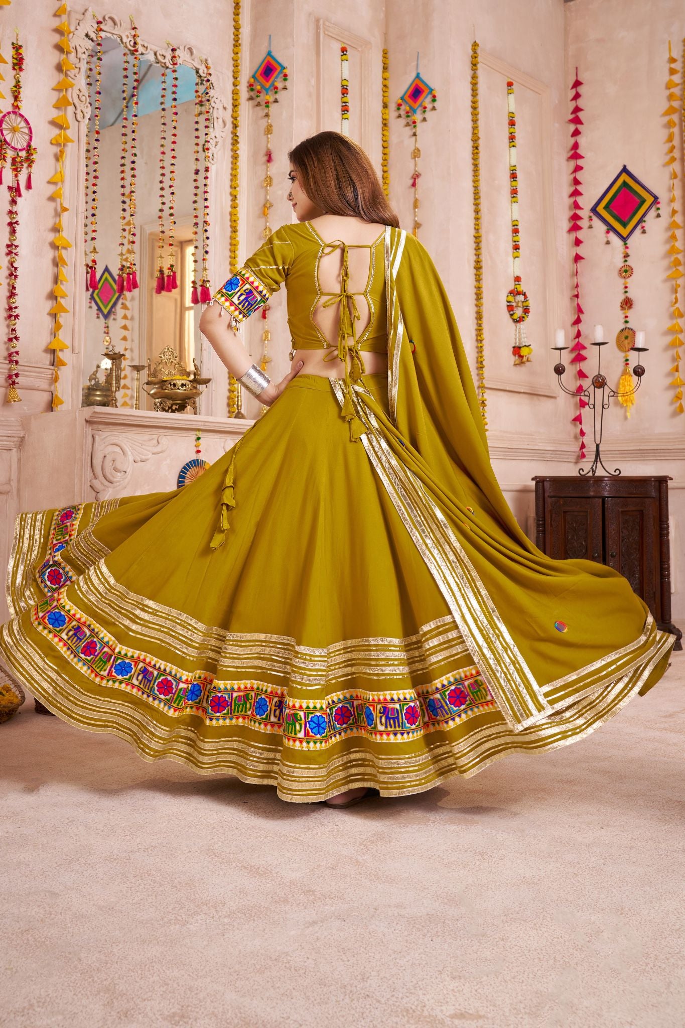 Designer Navratri Lehenga Choli With Mirror And Thread Work Dupatta