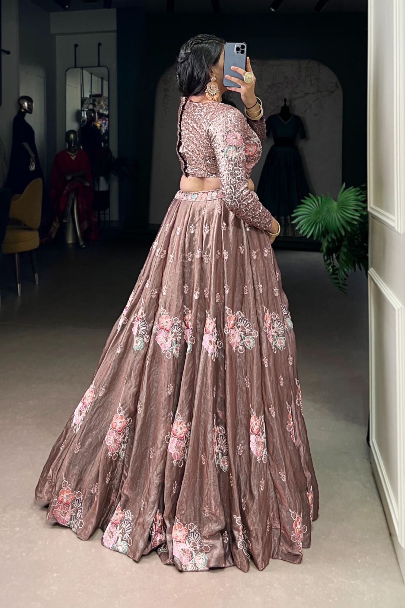 Ready-to-Wear Embroidered Lehenga Set With Sequin & Thread Work for Women