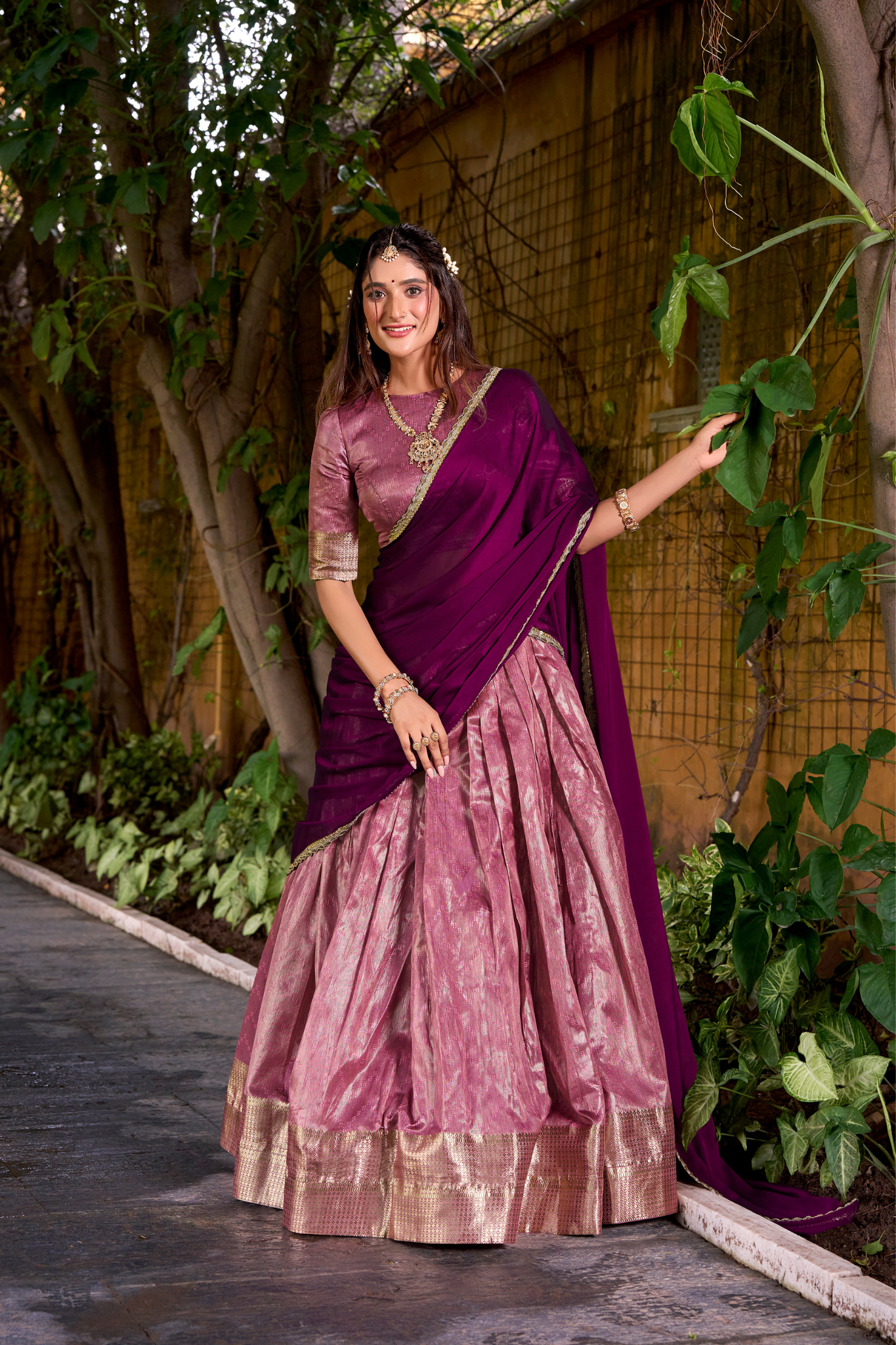 Luxury Dupion Silk Zari Weaving Lehenga Set with Dupatta