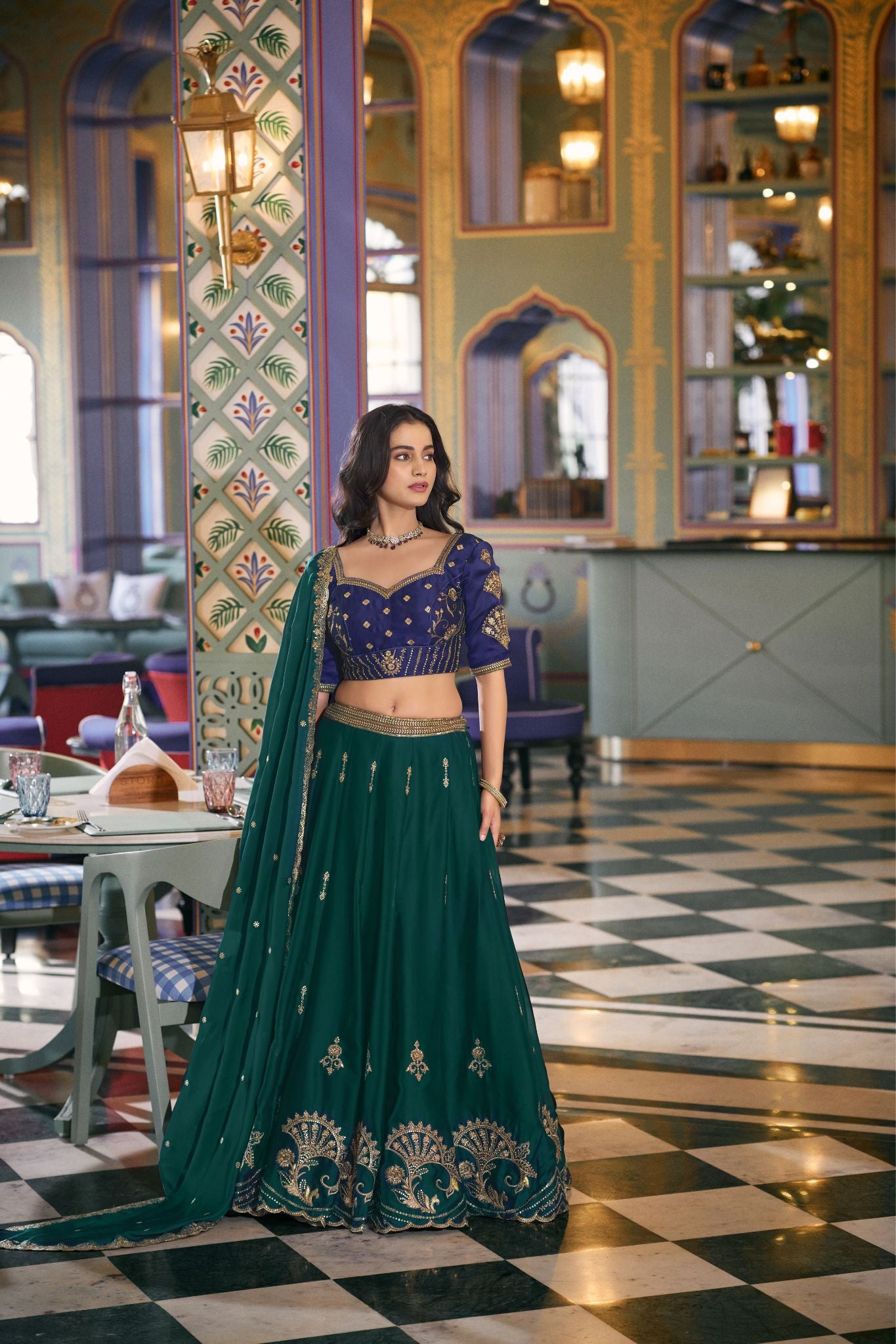 Premium Green Rangoli Silk Lehenga Choli with Sequins & Thread Embroidery Work | Designer Wedding & Festive Wear for Women