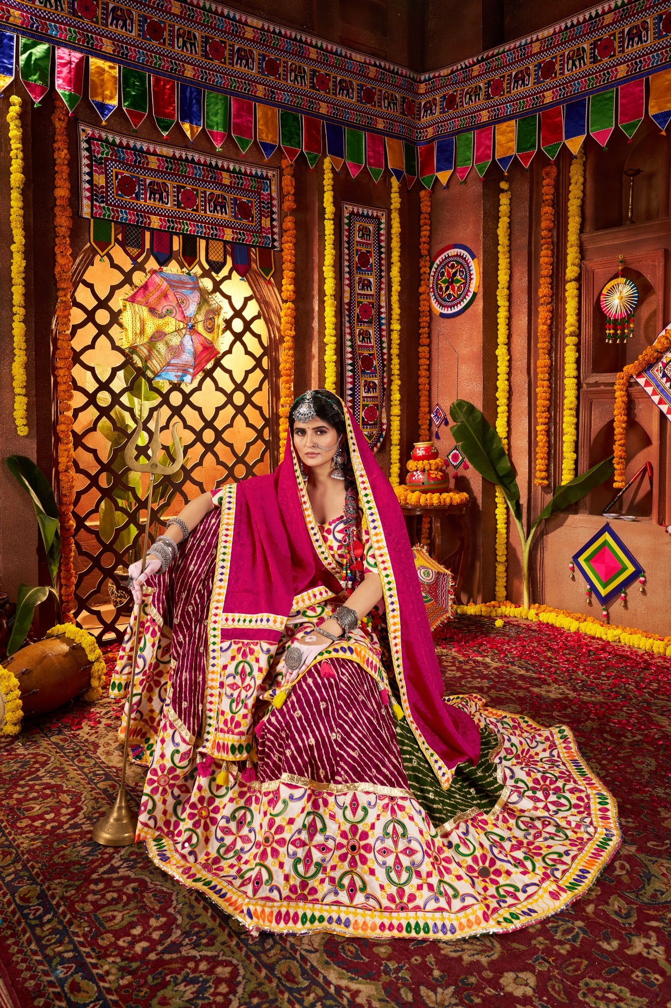 Navratri Designer Beautiful Tread Embroidered With Mirror Work Lehenga Choli
