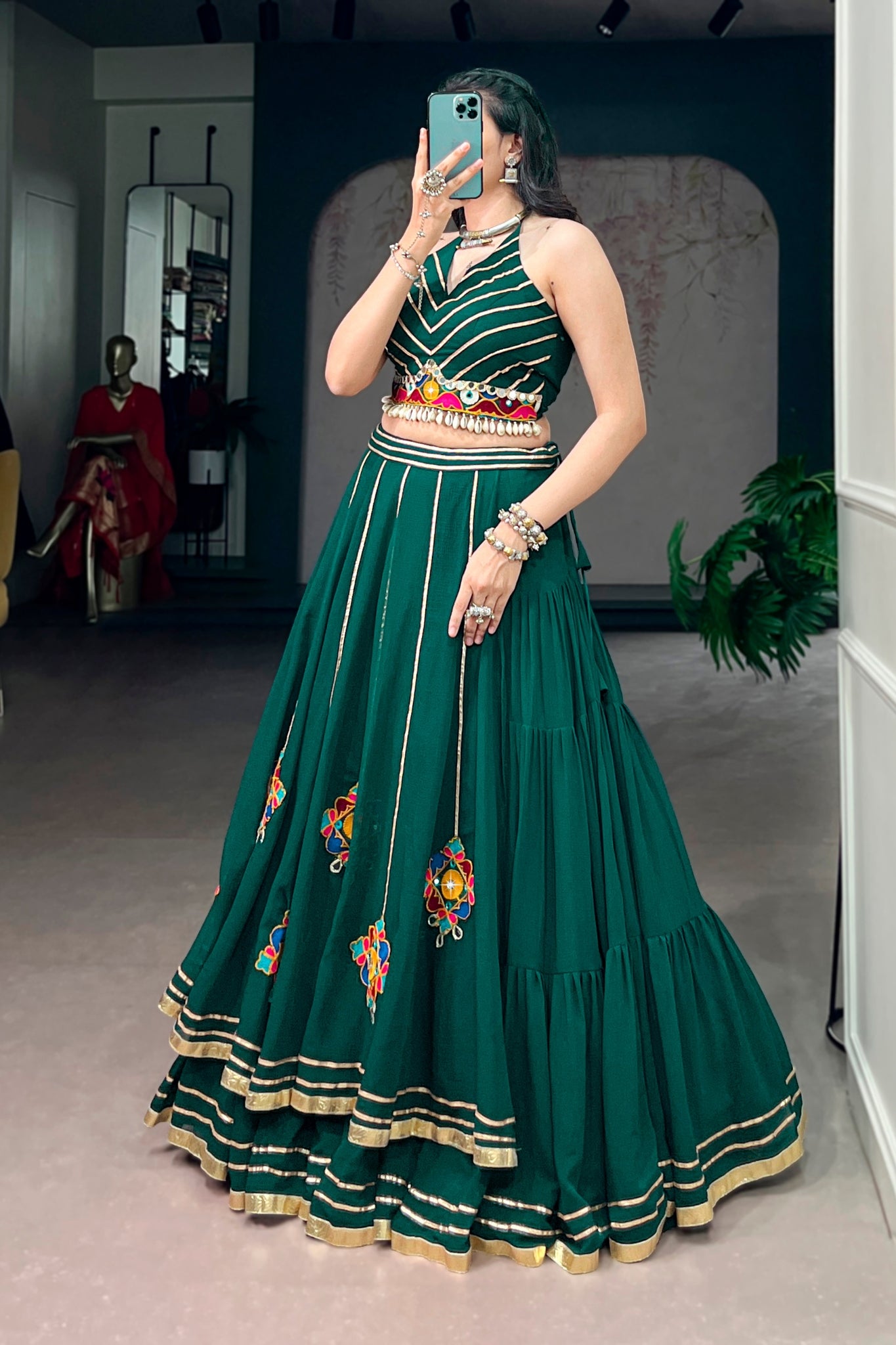 Raasrang Designer Gamthi With Mirror Work Navratri Lehenga Choli