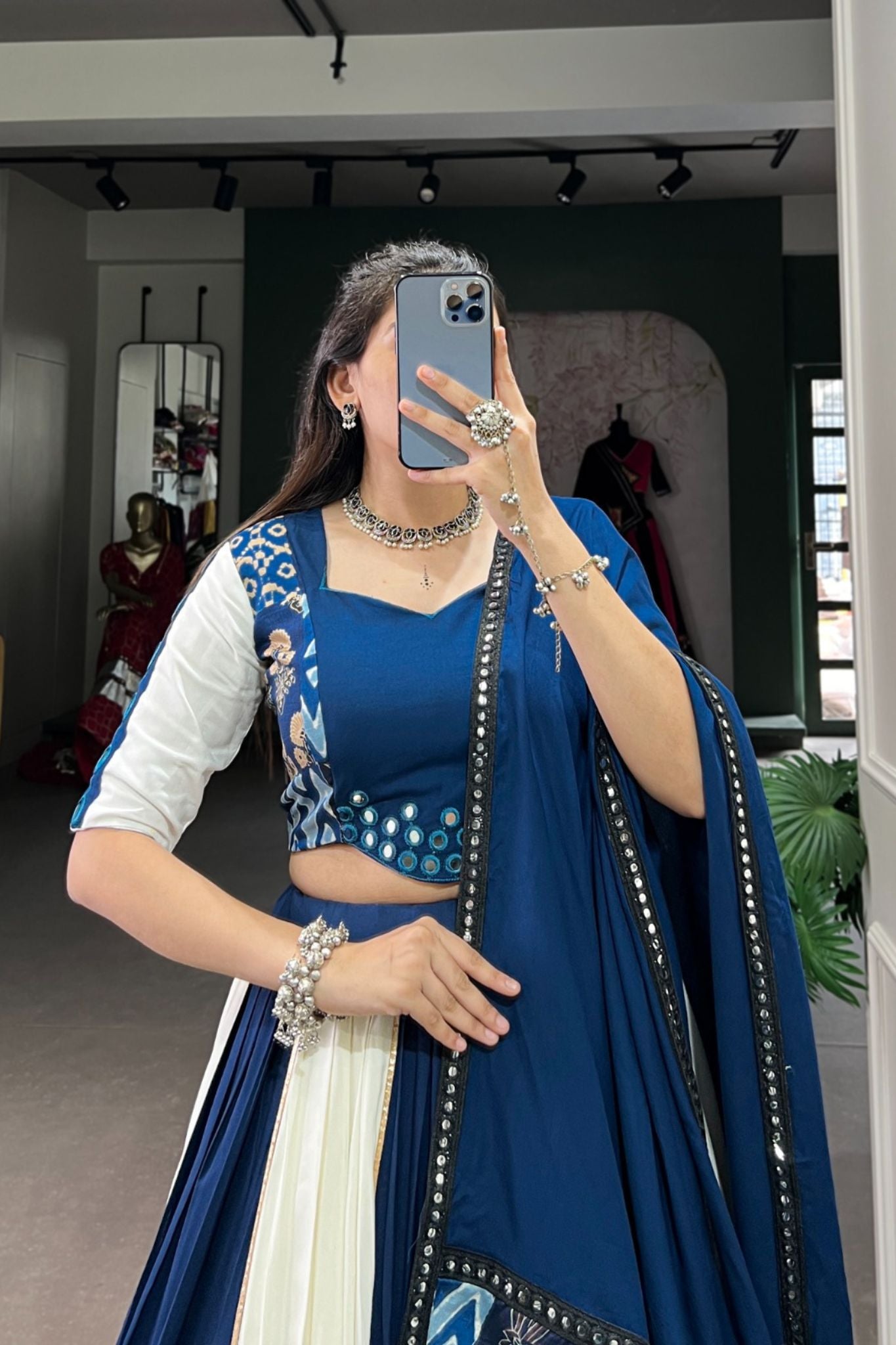 Blue Beauty Printed Stylish Navratri Lehenga Choli