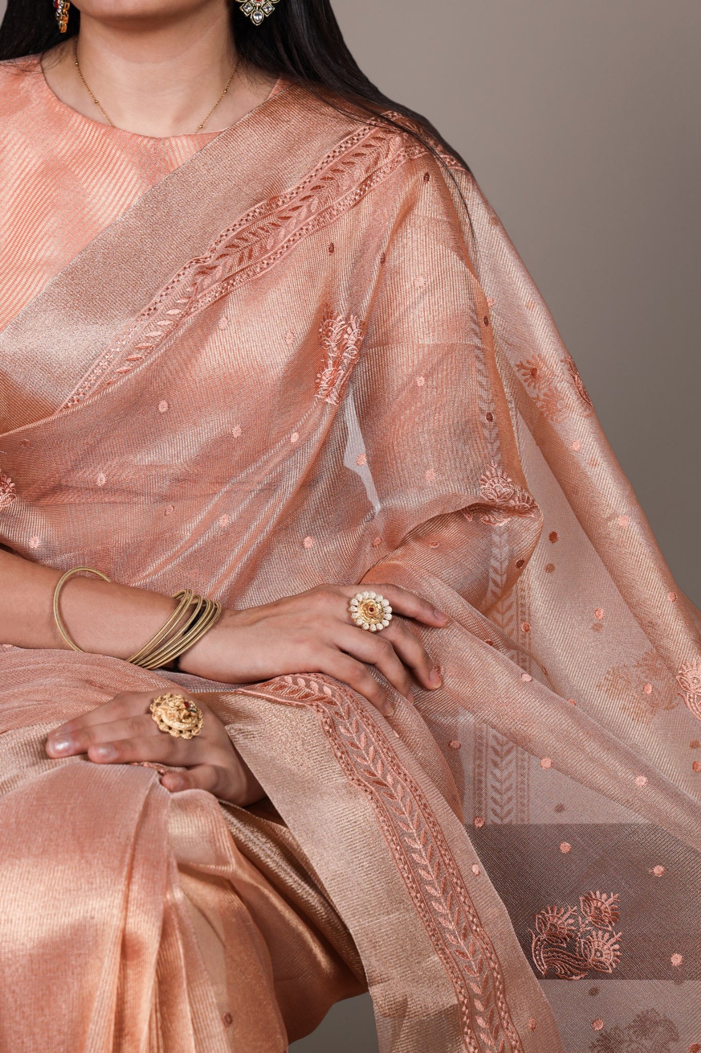 Shimmer And Shine Premium Designer Thread Embroidery Saree