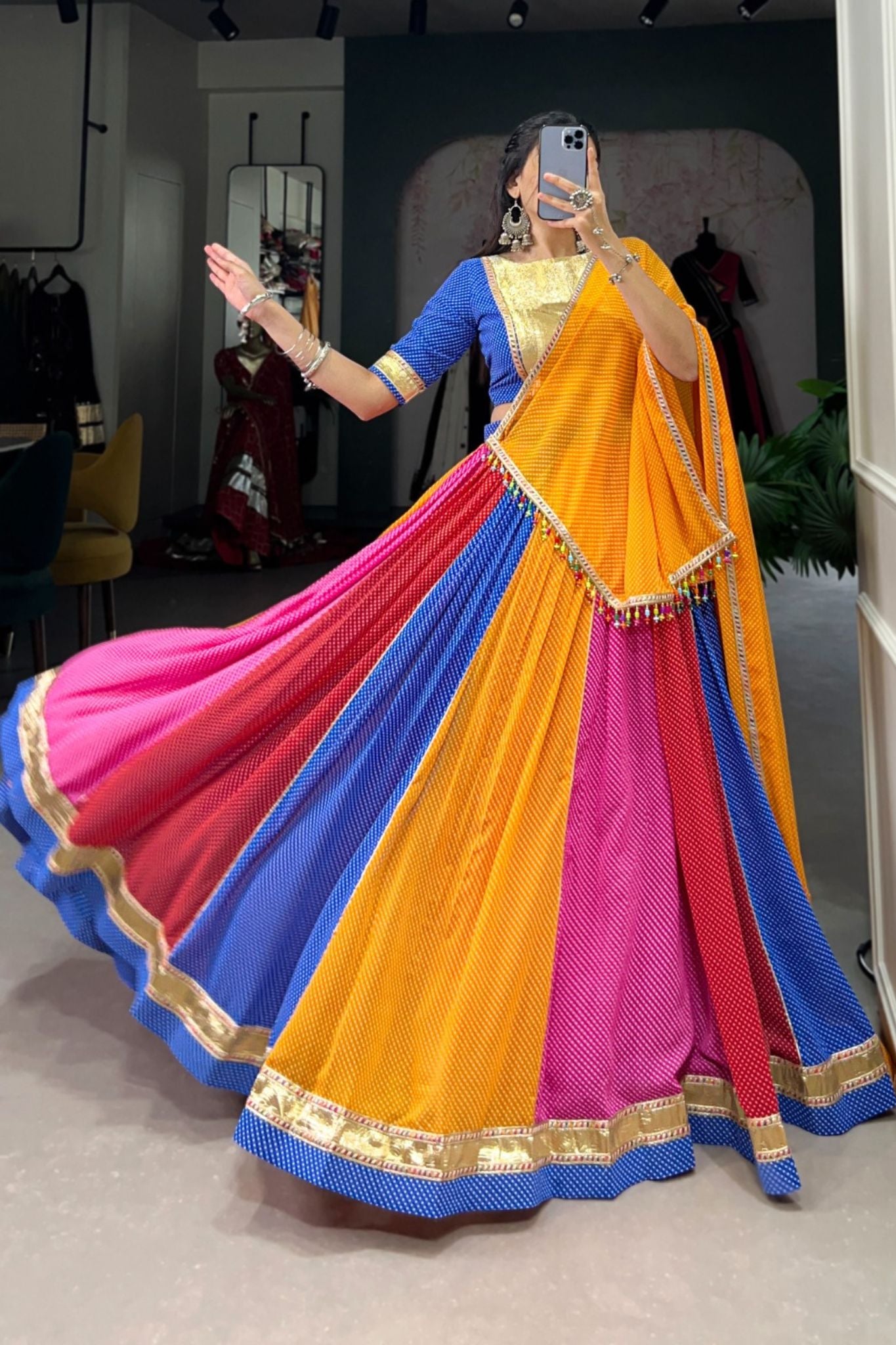 Multi Color Georgette Printed Navratri Lehenga Choli